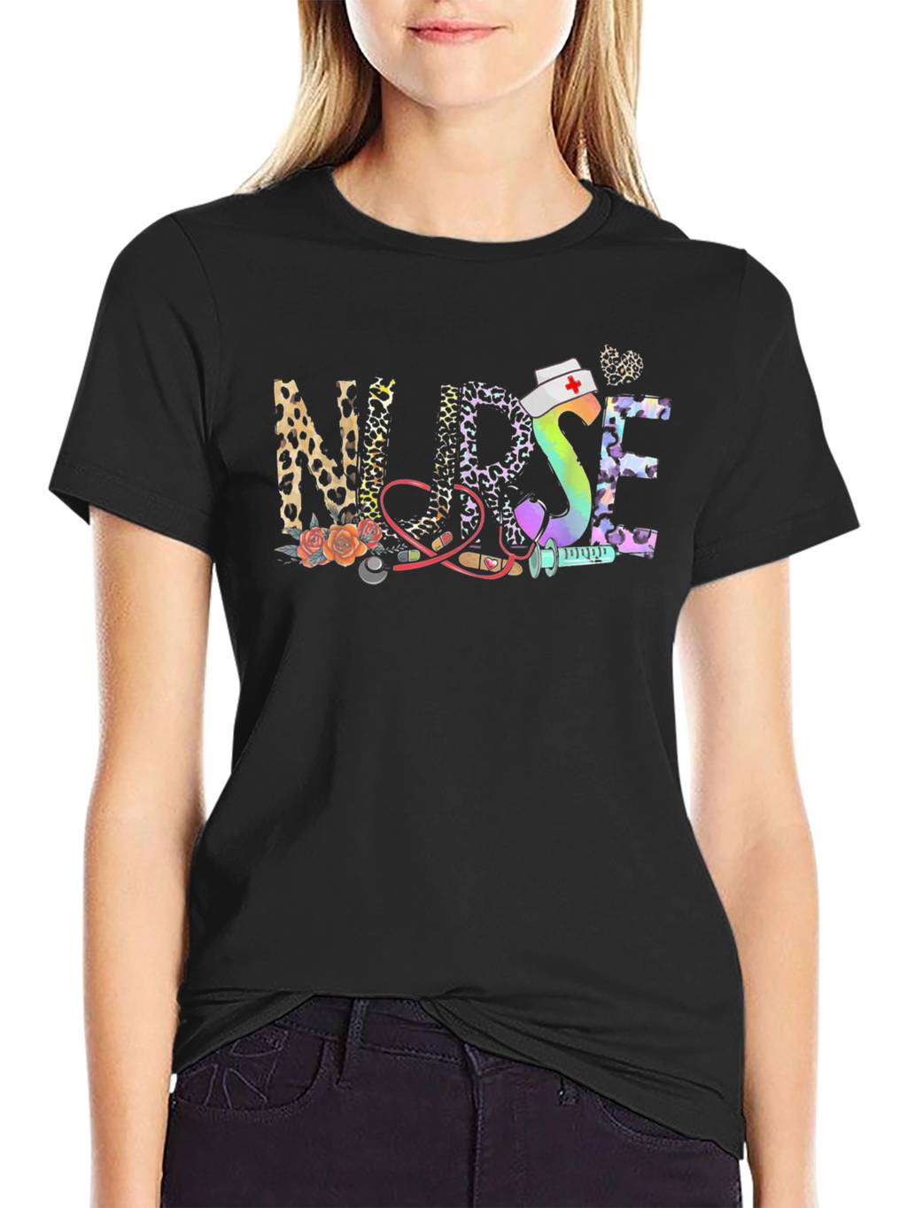 Nurse Leopard Print Graphic T-Shirt