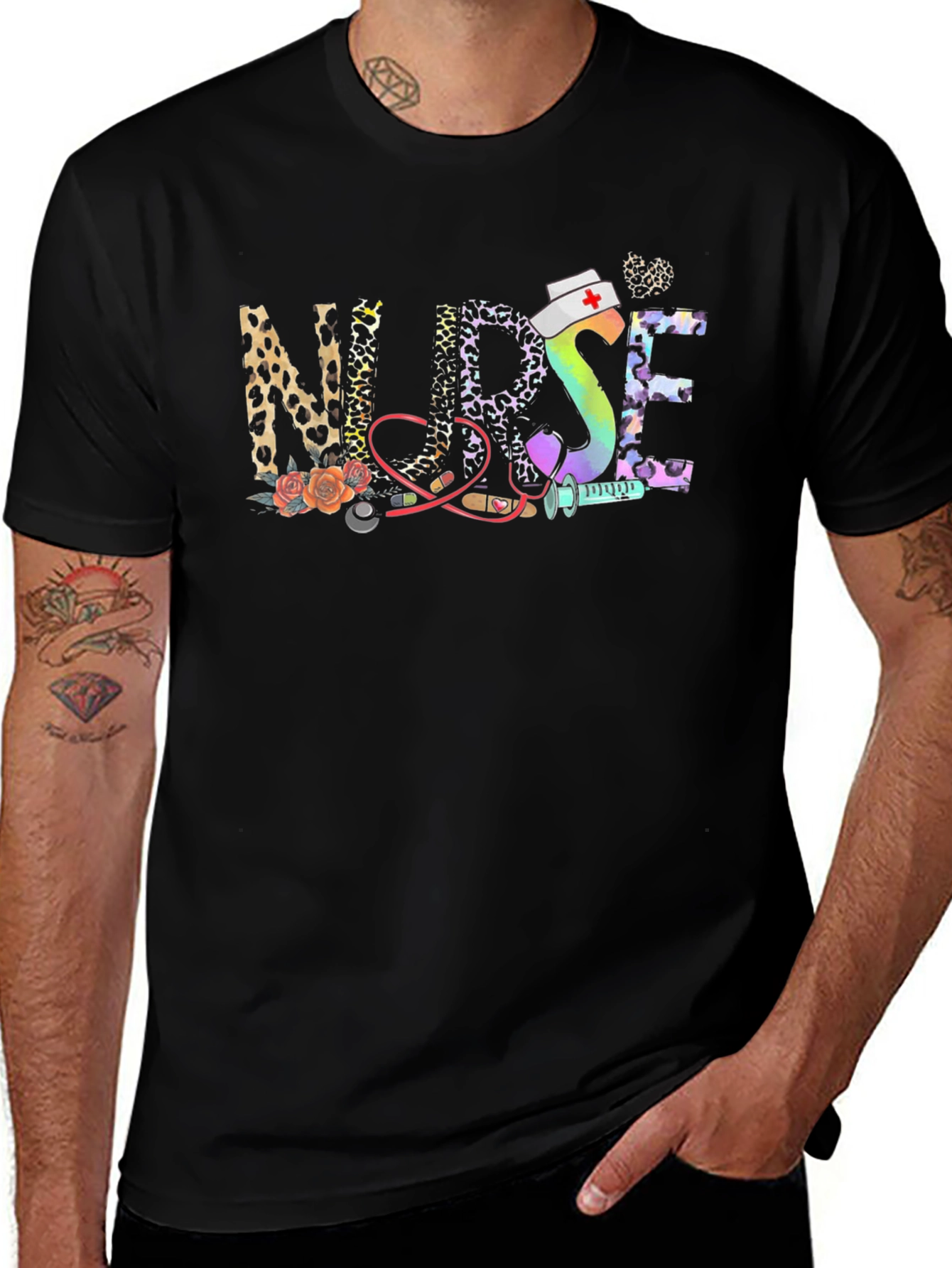 Nurse Leopard Print Graphic T-Shirt