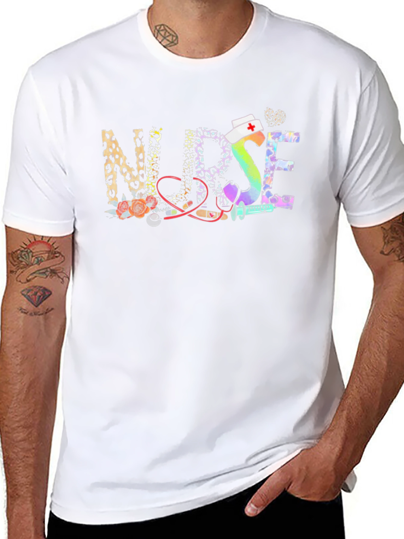 Nurse Leopard Print Graphic T-Shirt