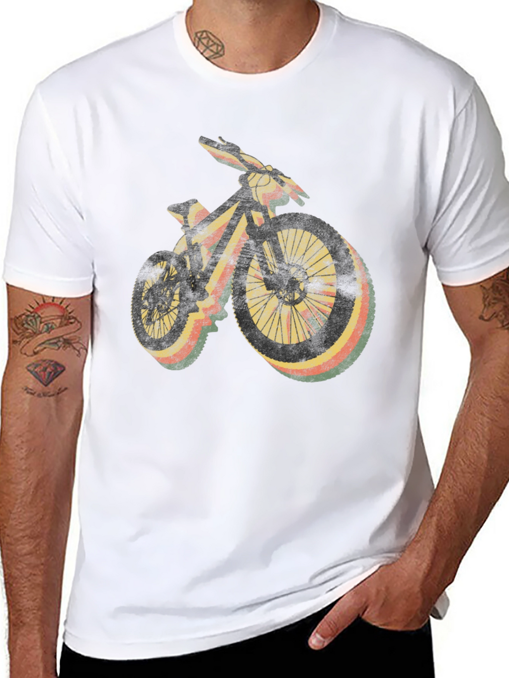 Retro Mountain Bike Graphic Tee - Black Casual Shirt