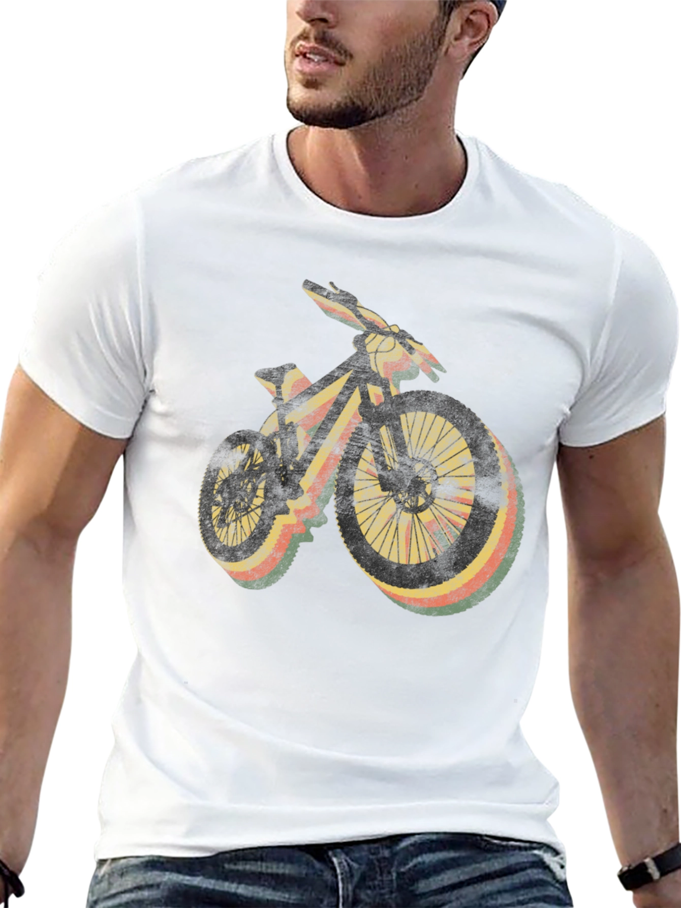 Retro Mountain Bike Graphic Tee - Black Casual Shirt