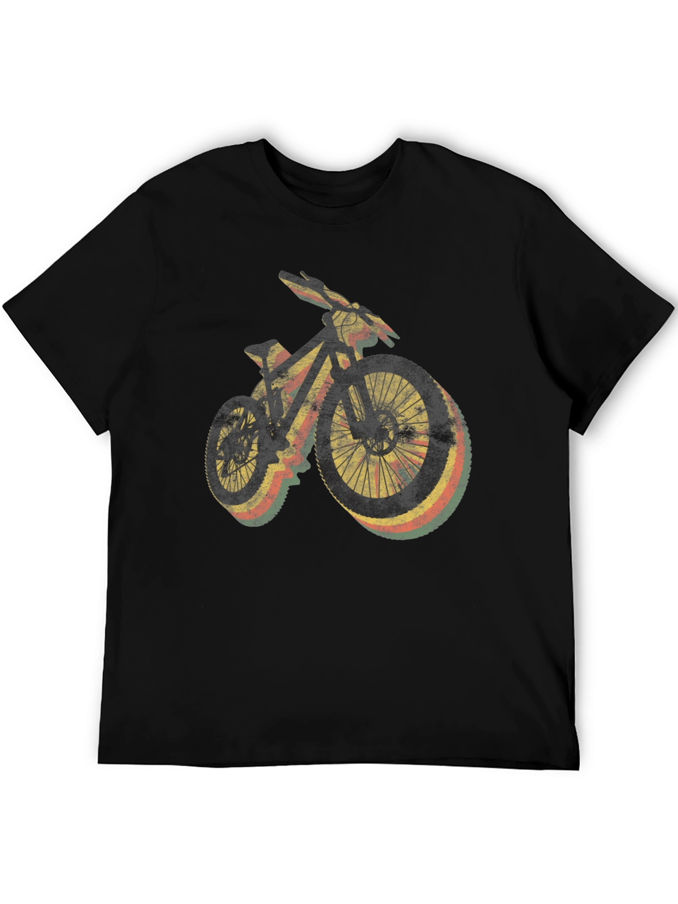 Retro Mountain Bike Graphic Tee - Black Casual Shirt