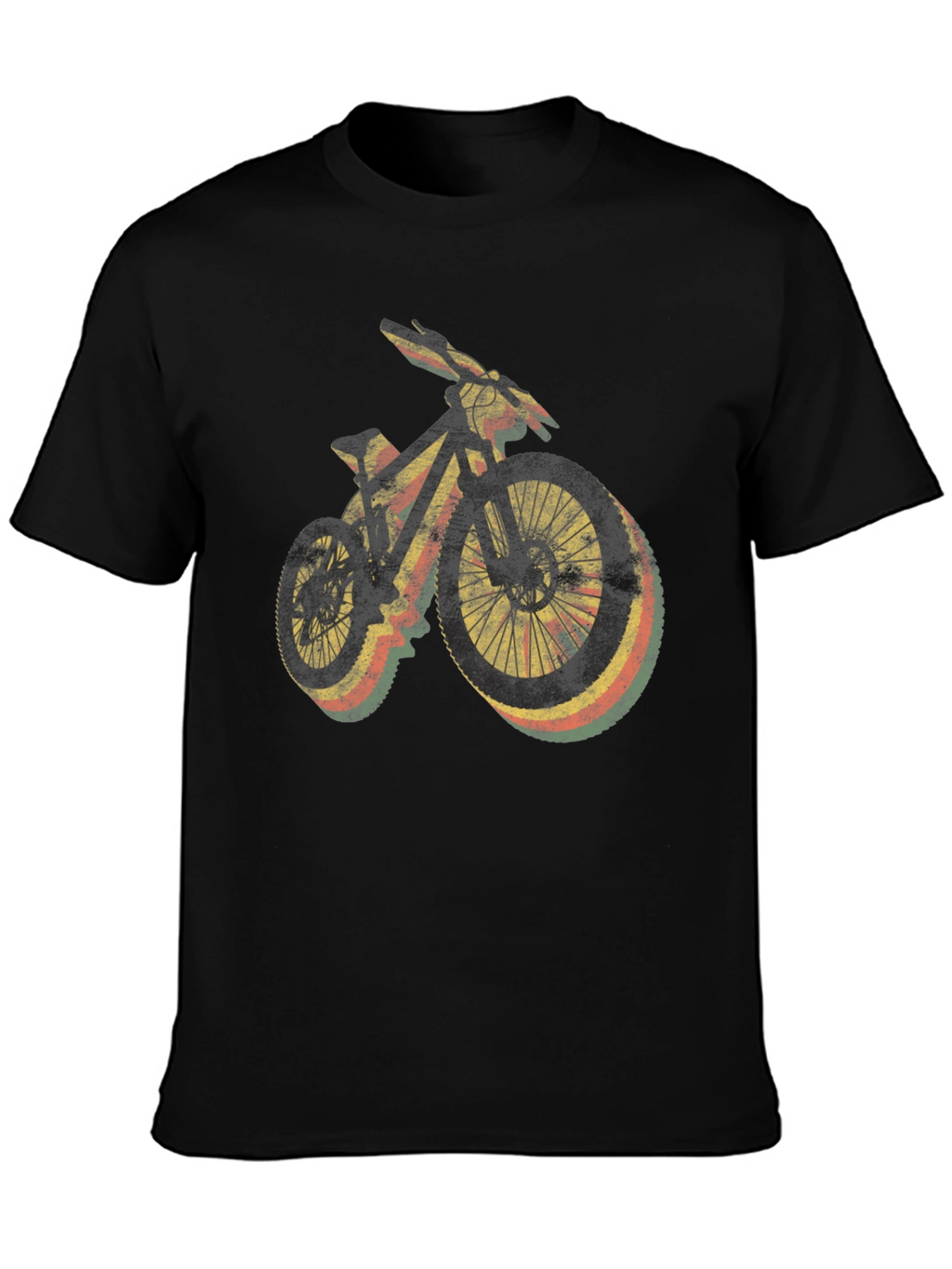 Retro Mountain Bike Graphic Tee - Black Casual Shirt