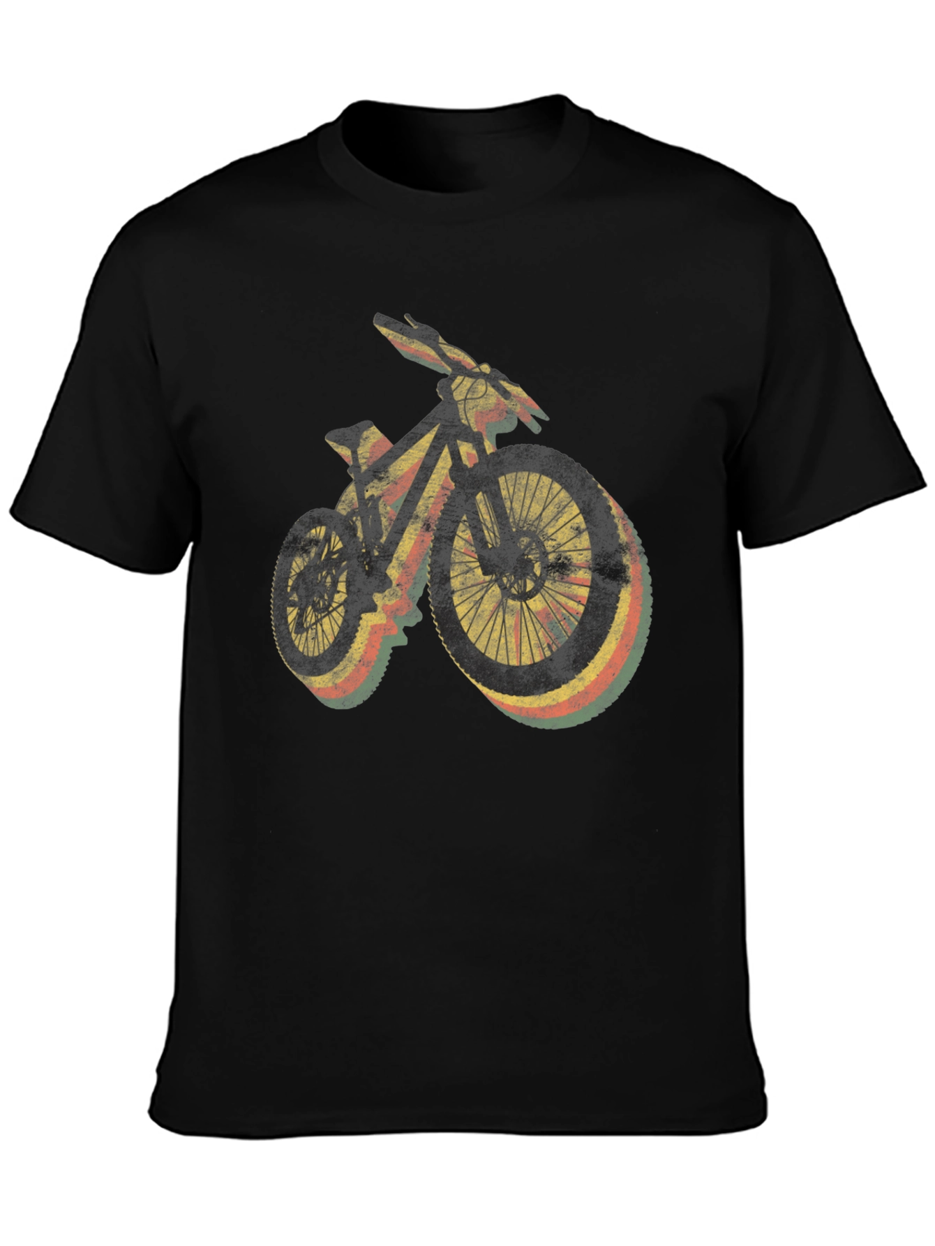 Retro Mountain Bike Graphic Tee - Black Casual Shirt