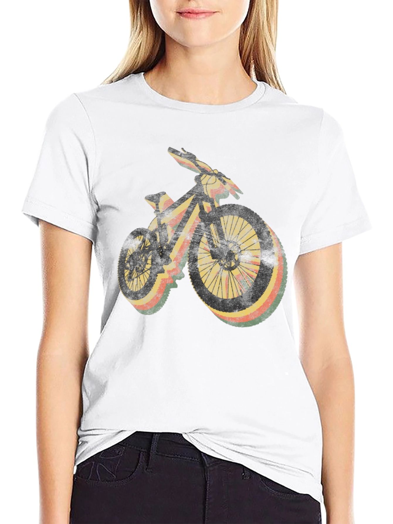 Retro Mountain Bike Graphic Tee - Black Casual Shirt