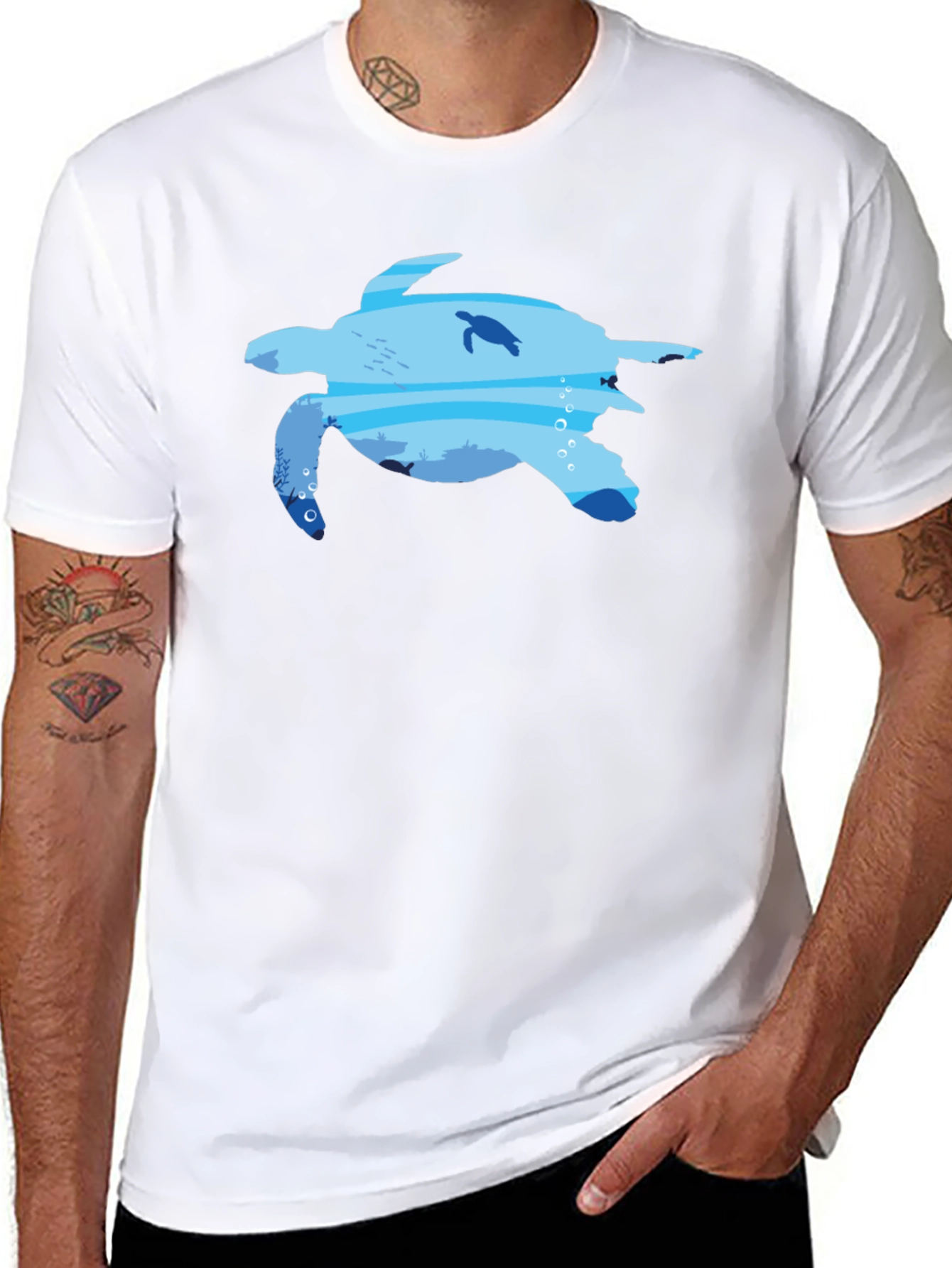 Sea Turtle Ocean Graphic Black T-Shirt