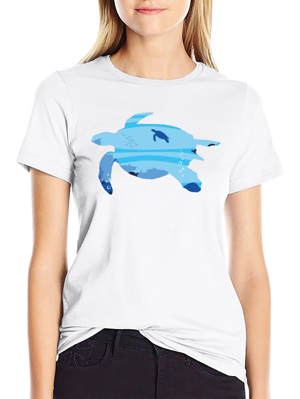 Sea Turtle Ocean Graphic Black T-Shirt