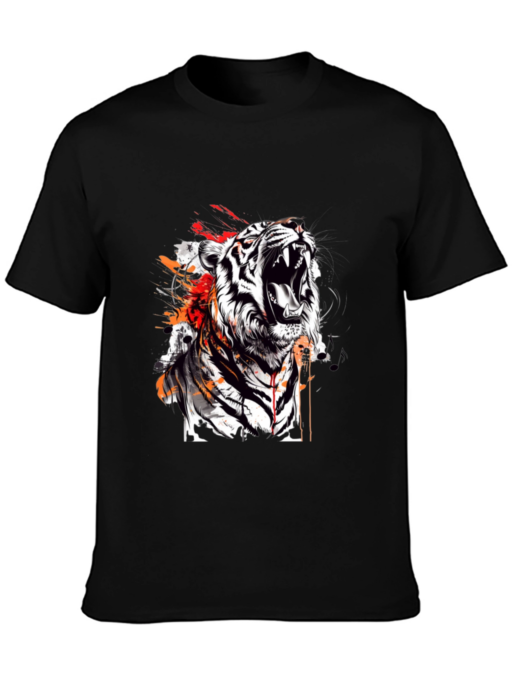 Roaring Tiger Graphic Print Black T-Shirt