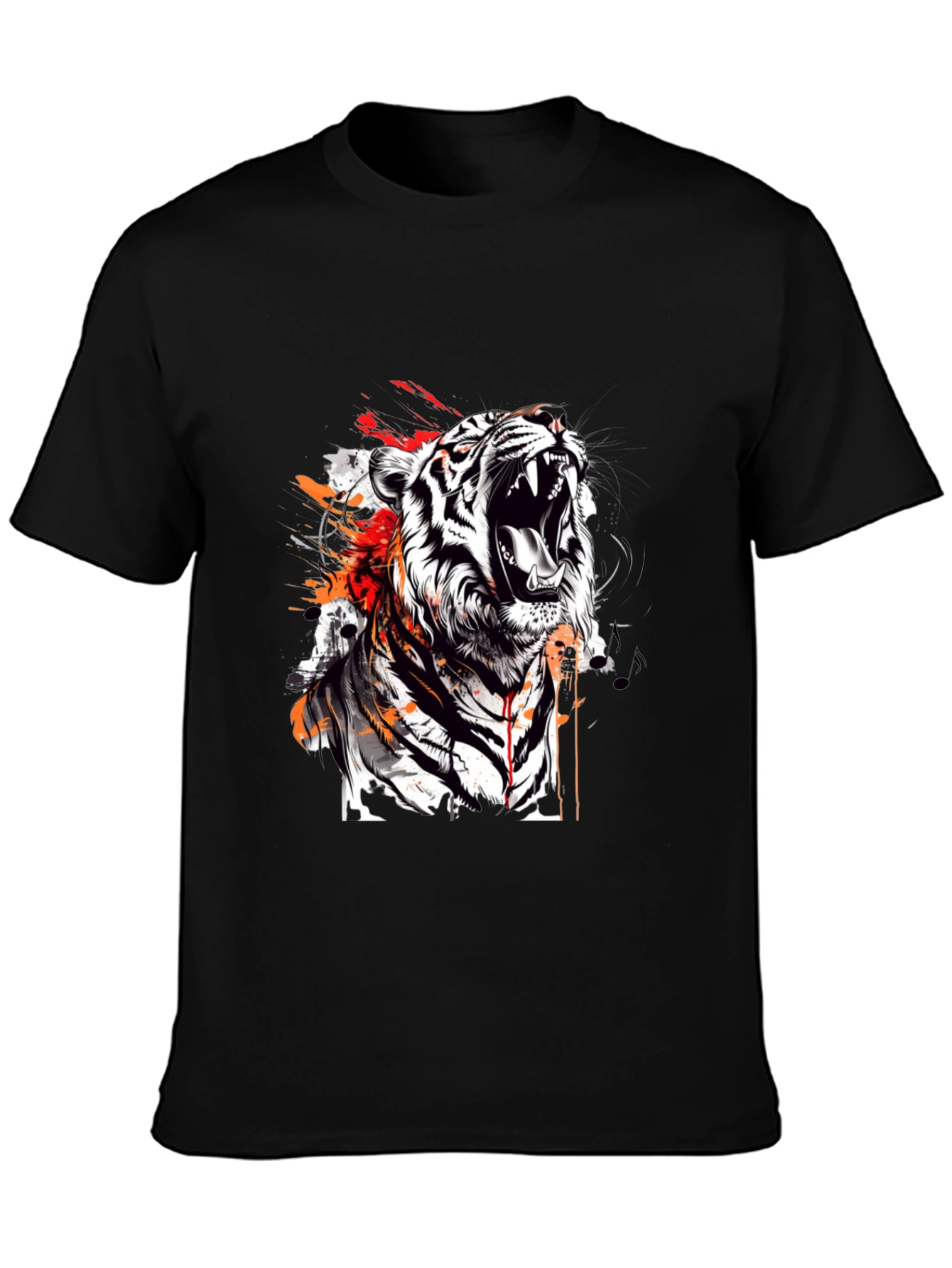 Roaring Tiger Graphic Print Black T-Shirt