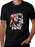 Roaring Tiger Graphic Print Black T-Shirt