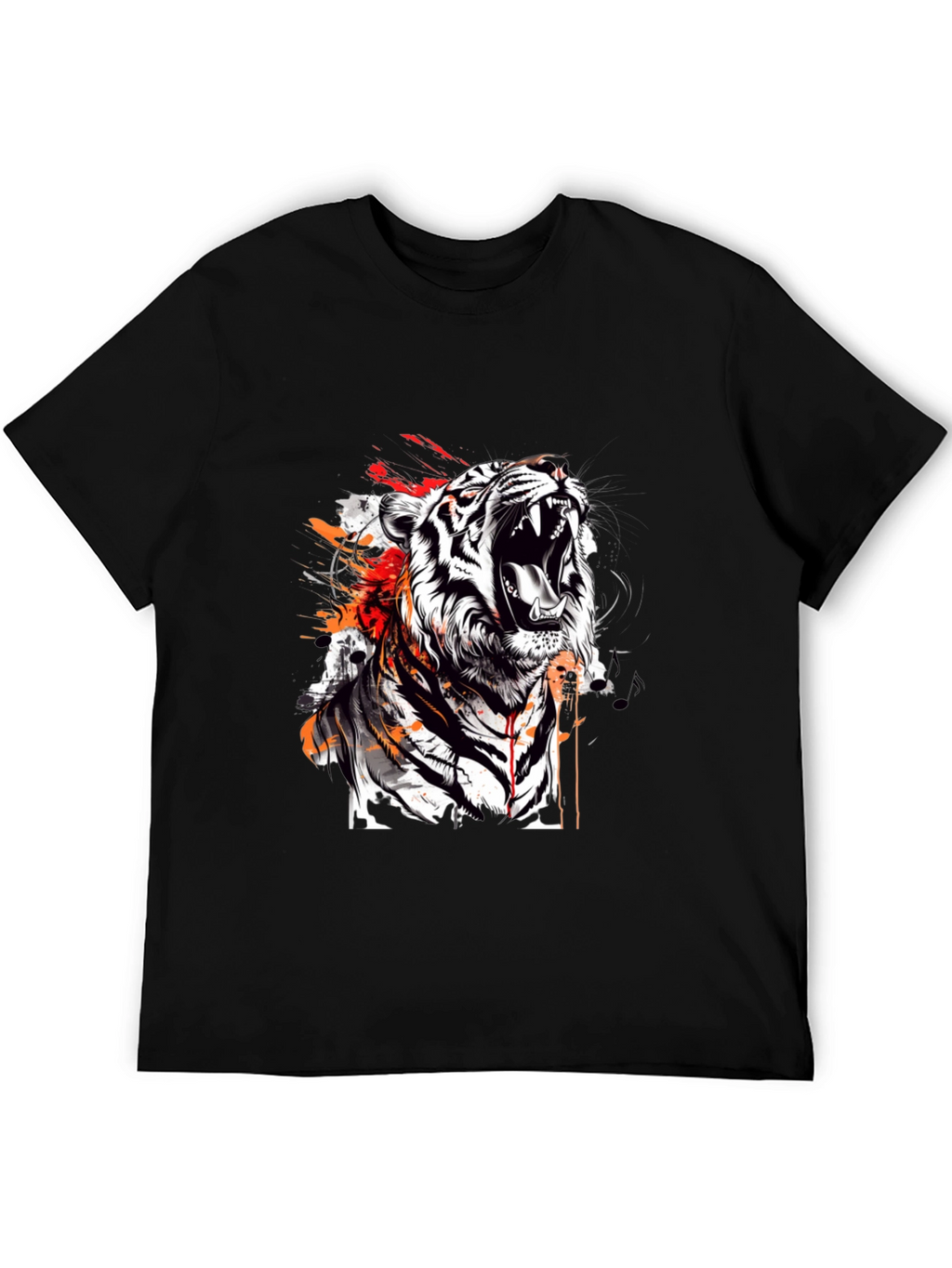 Roaring Tiger Graphic Print Black T-Shirt