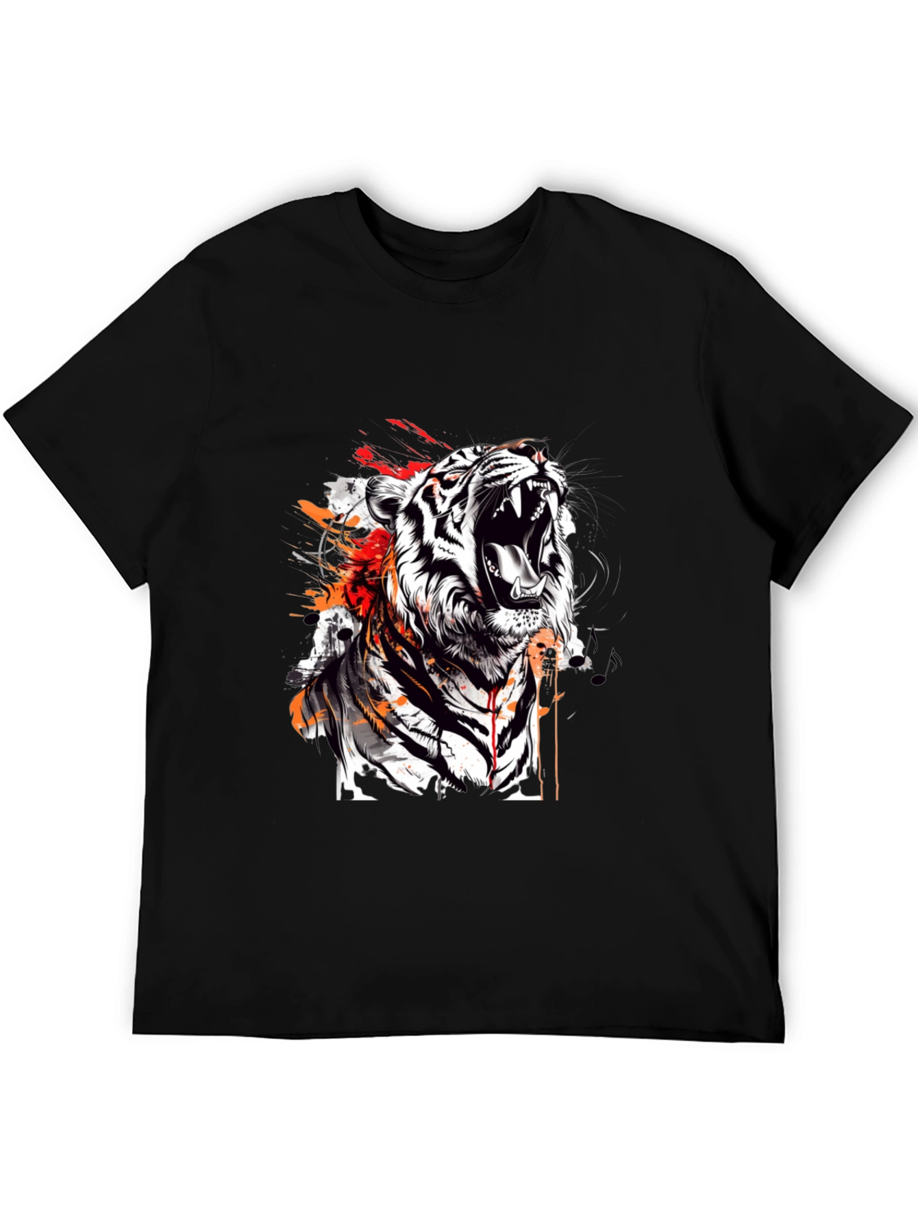 Roaring Tiger Graphic Print Black T-Shirt