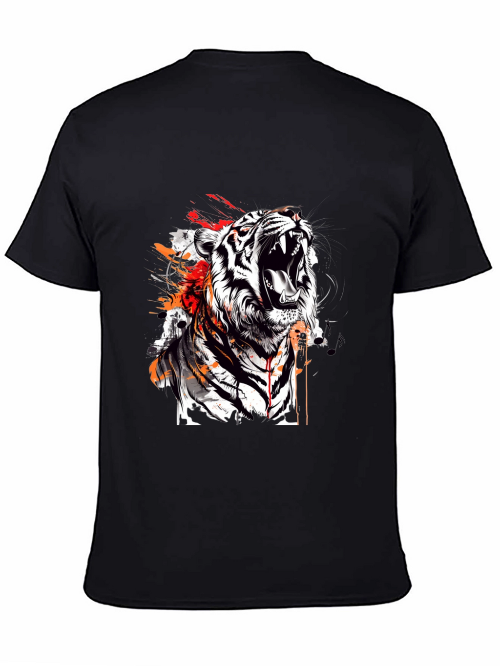 Roaring Tiger Graphic Print Black T-Shirt