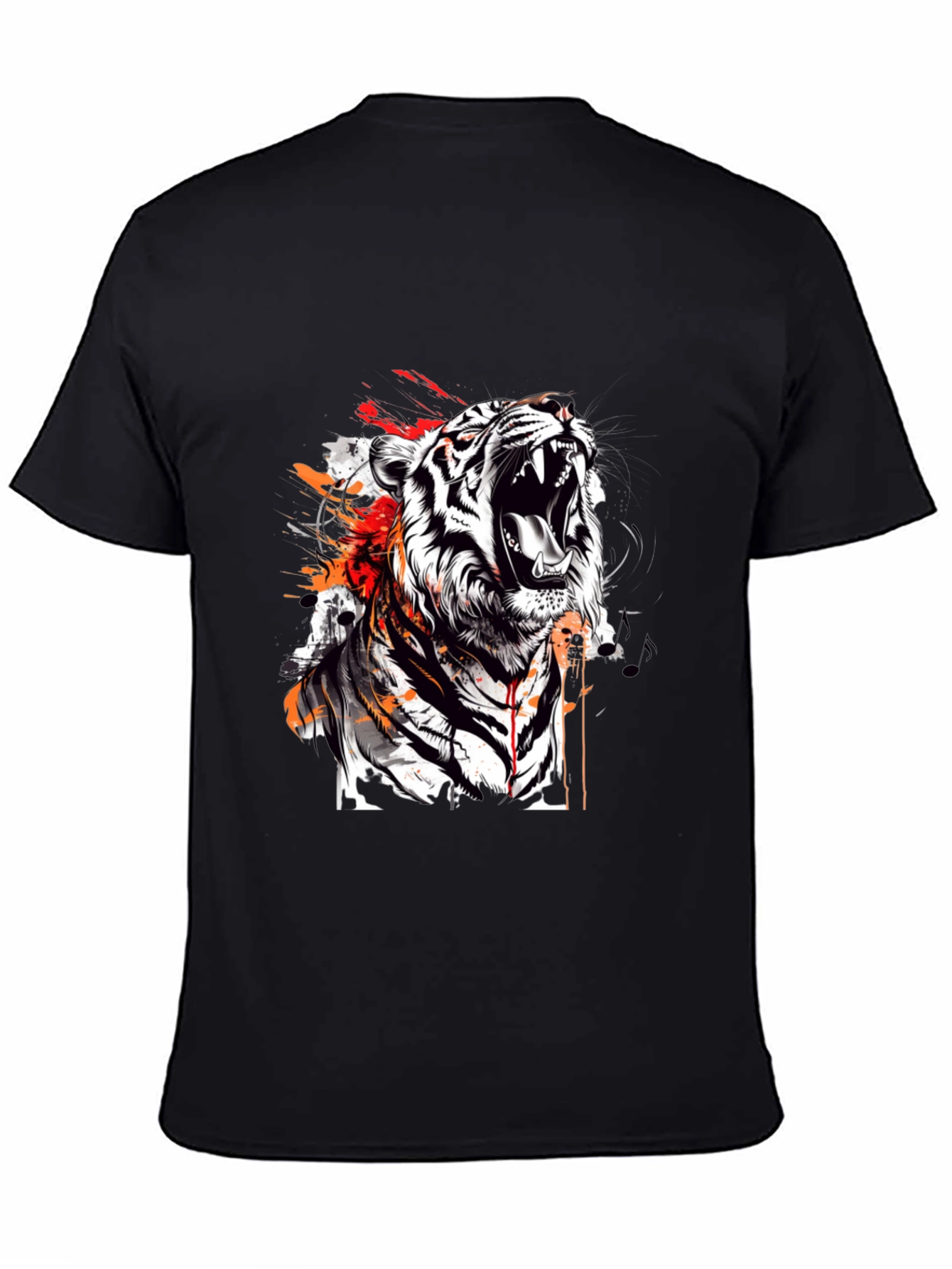 Roaring Tiger Graphic Print Black T-Shirt
