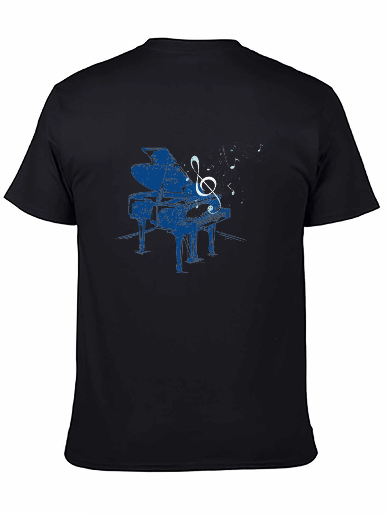 Piano Music Graphic Tee - Black Cotton T-Shirt