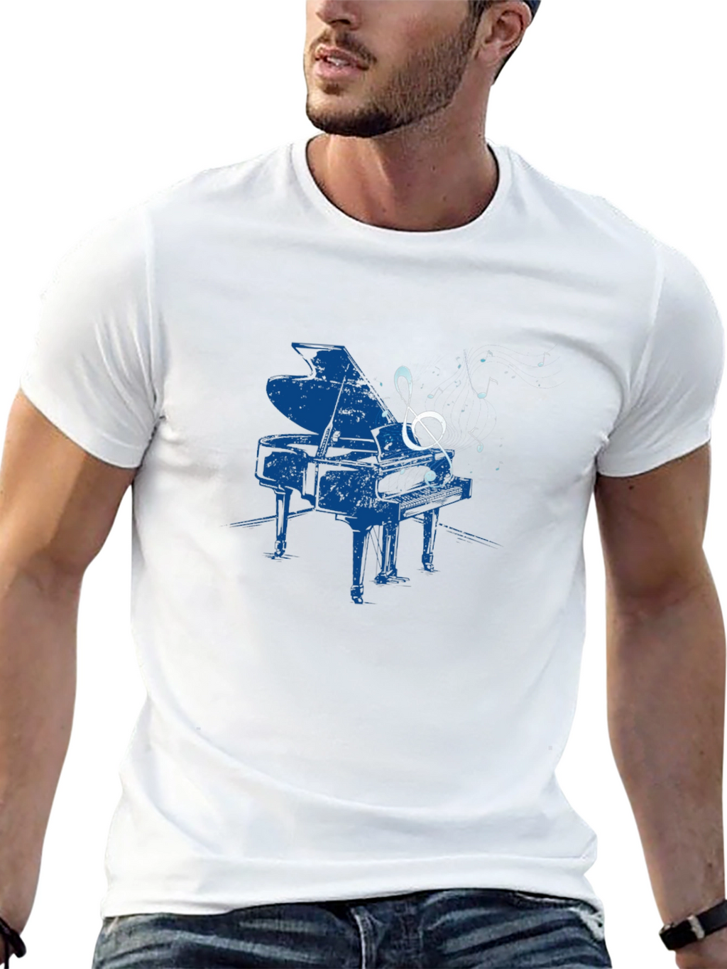 Piano Music Graphic Tee - Black Cotton T-Shirt