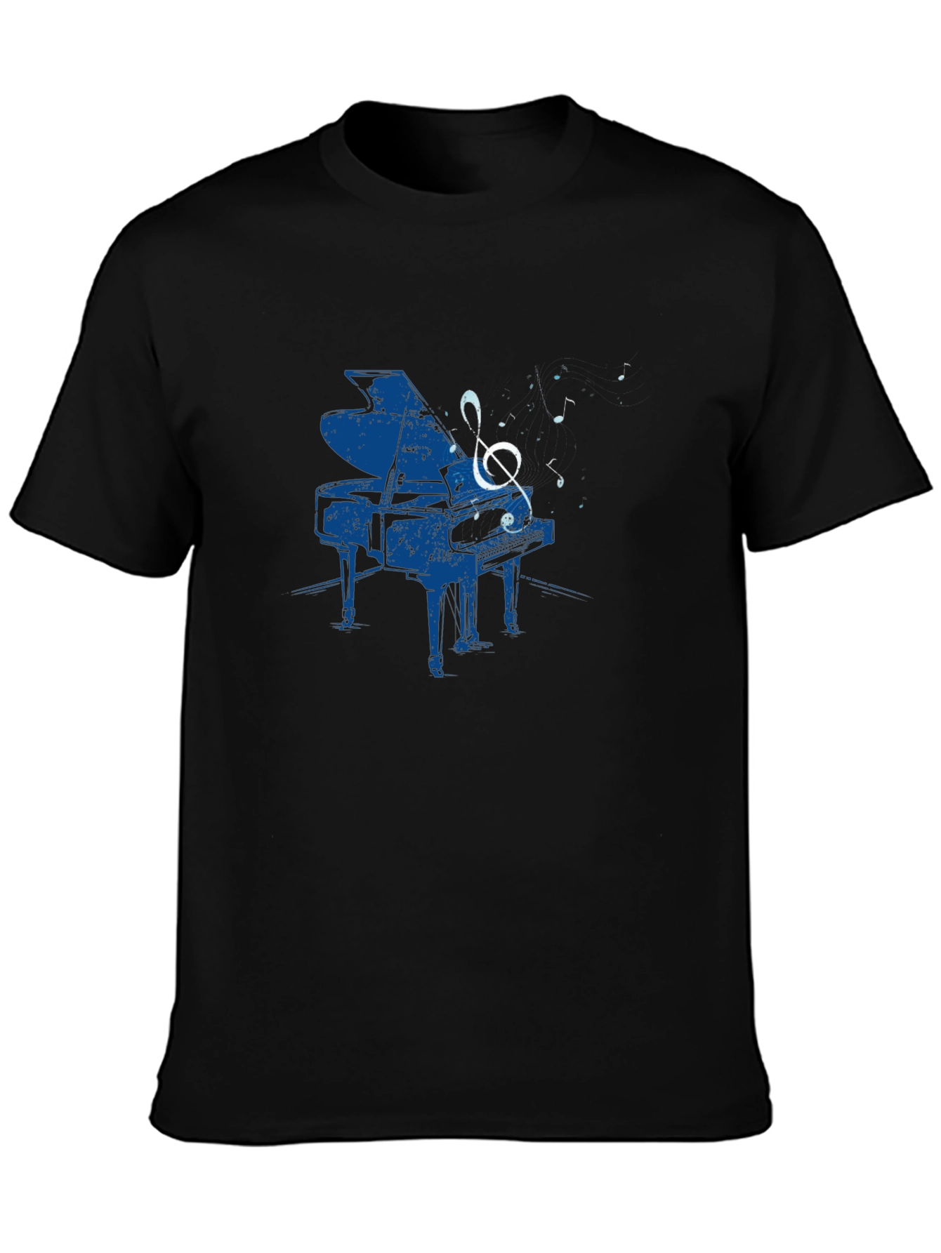 Piano Music Graphic Tee - Black Cotton T-Shirt