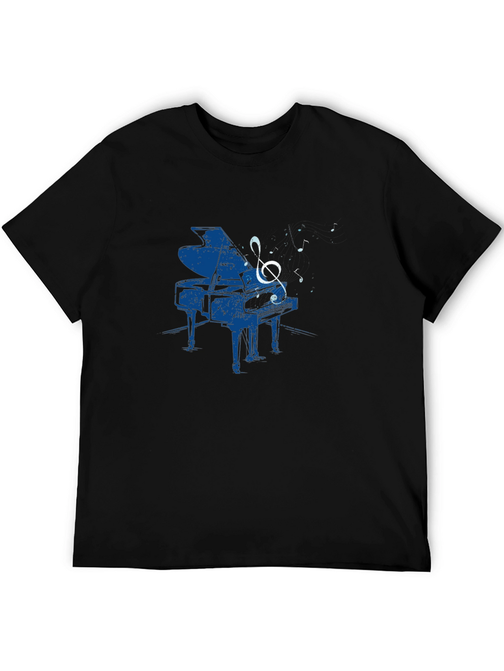 Piano Music Graphic Tee - Black Cotton T-Shirt