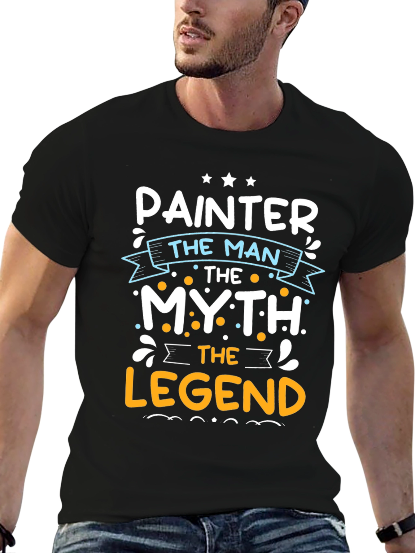 Painter The Man The Myth The Legend Black Graphic T-Shirt