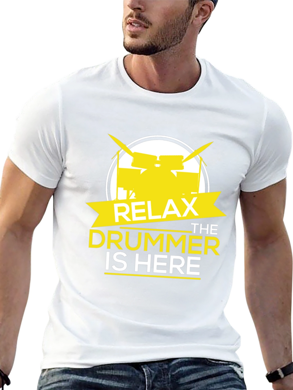 Relax The Drummer Is Here Black Graphic T-Shirt