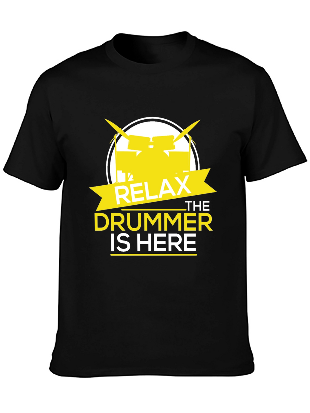 Relax The Drummer Is Here Black Graphic T-Shirt