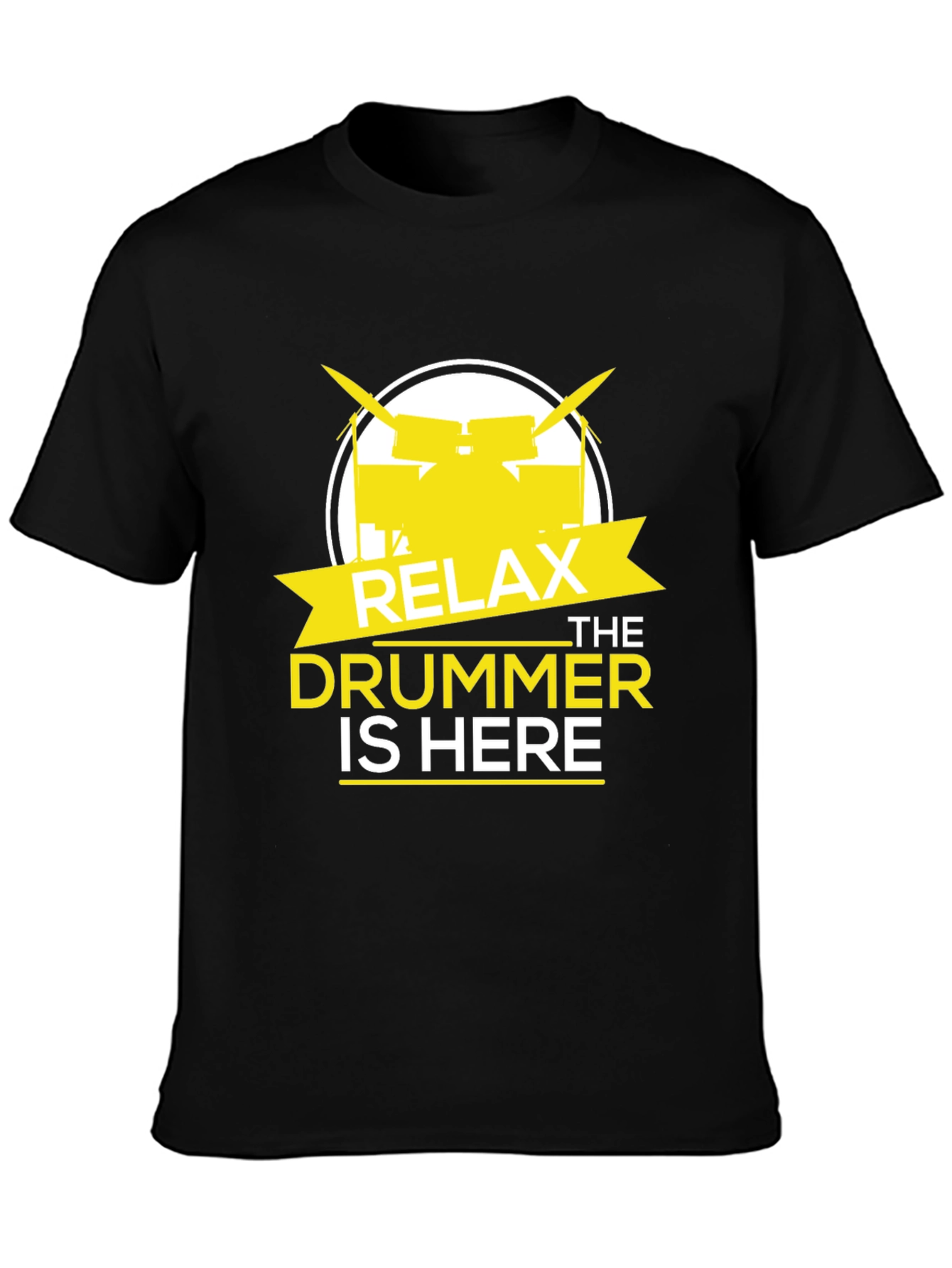 Relax The Drummer Is Here Black Graphic T-Shirt