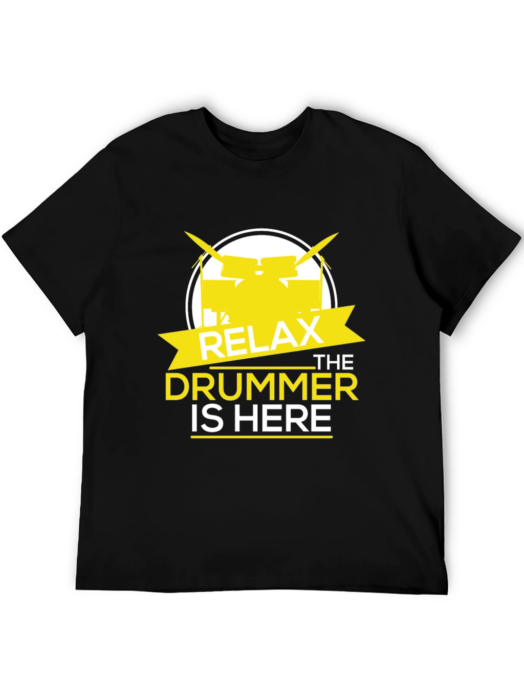 Relax The Drummer Is Here Black Graphic T-Shirt