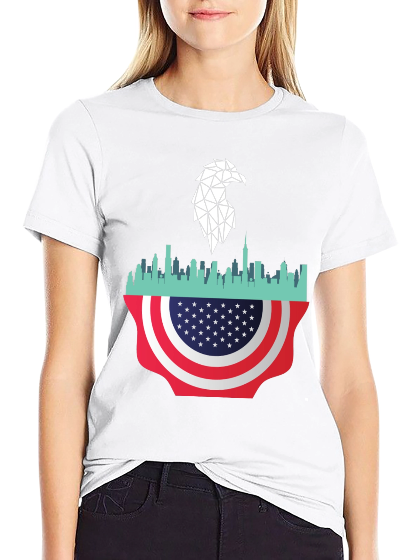 Patriotic Eagle Skyline Graphic Tee
