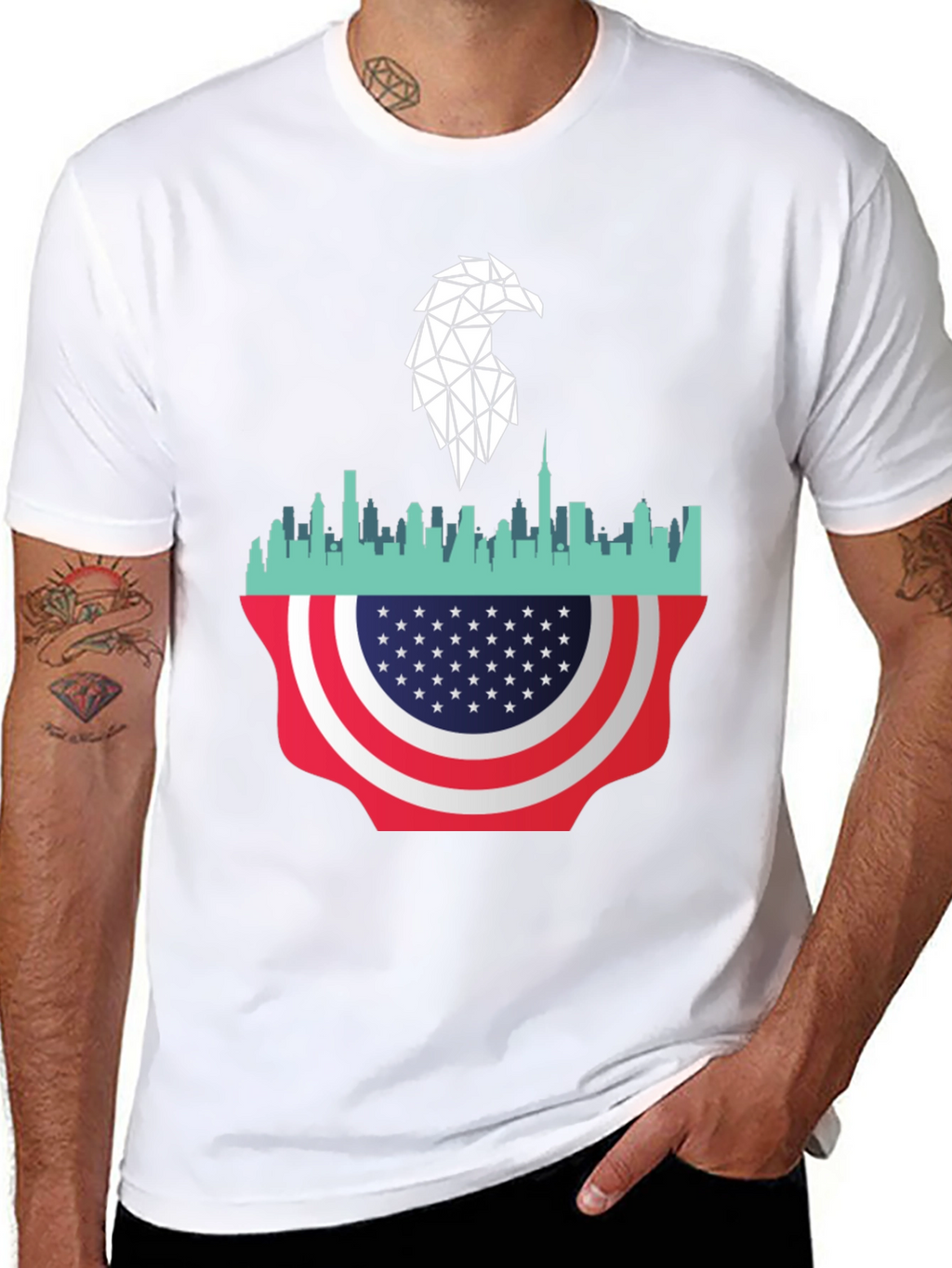 Patriotic Eagle Skyline Graphic Tee