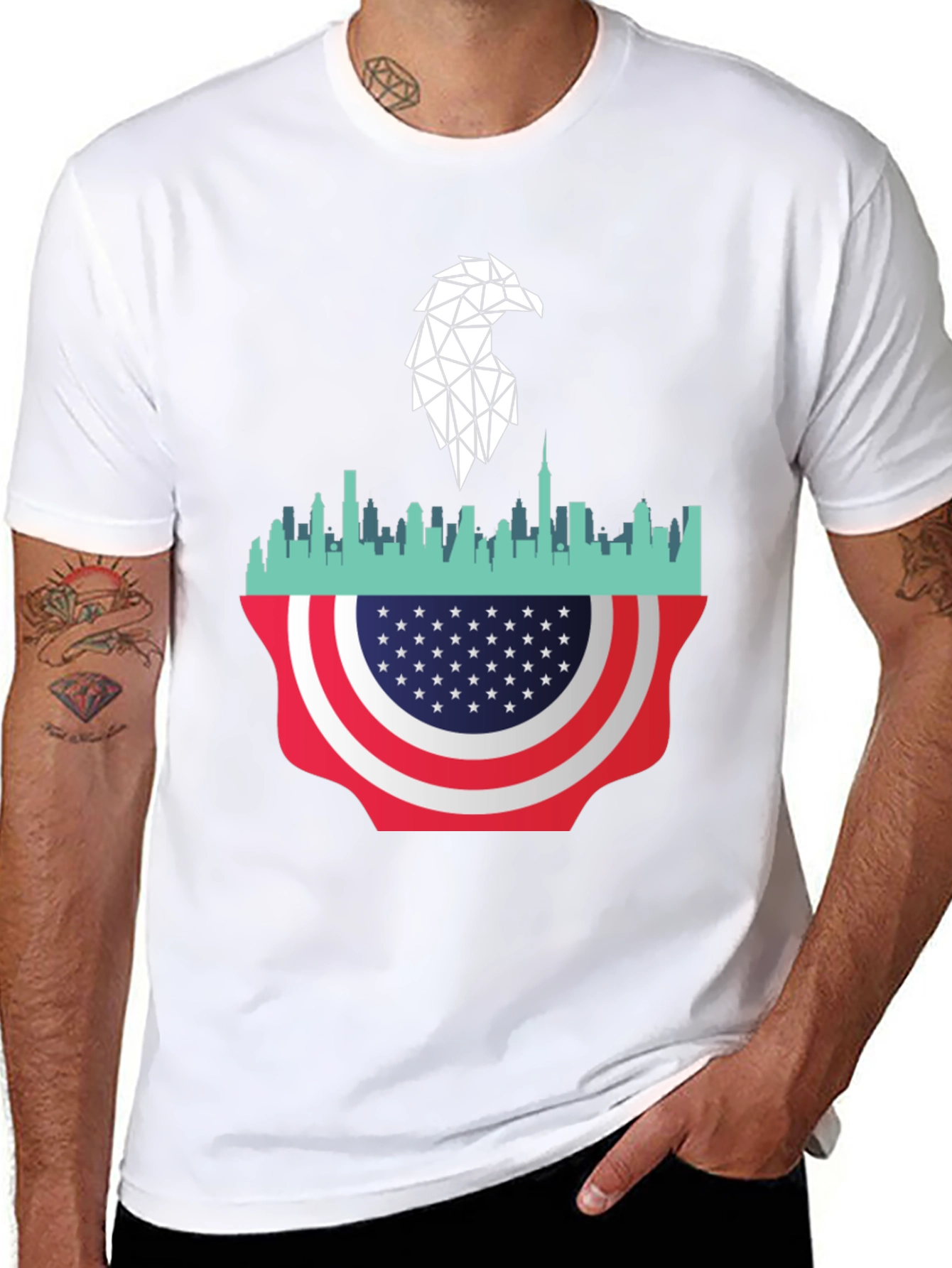 Patriotic Eagle Skyline Graphic Tee