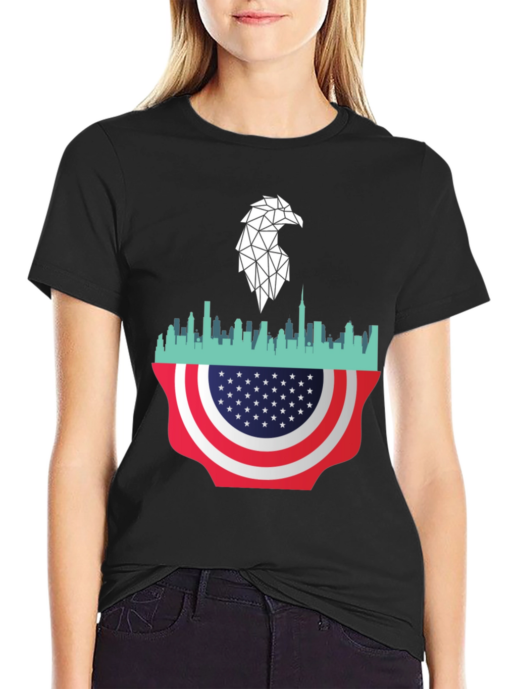 Patriotic Eagle Skyline Graphic Tee