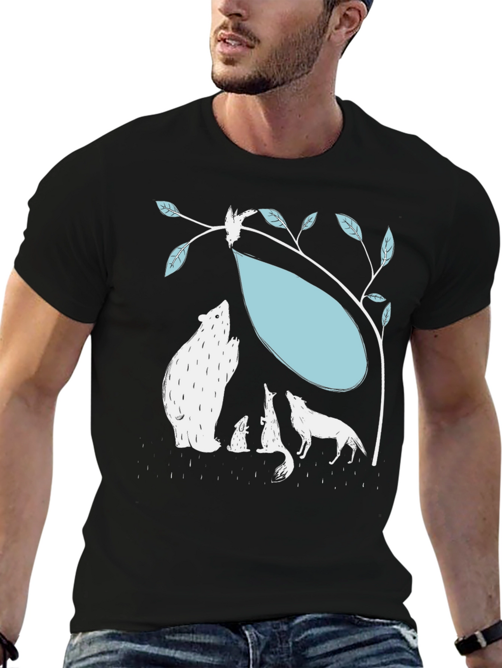 Black T-Shirt with Animal Graphic
