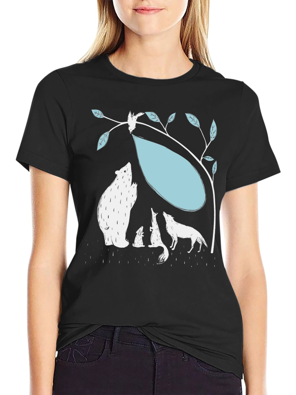 Black T-Shirt with Animal Graphic