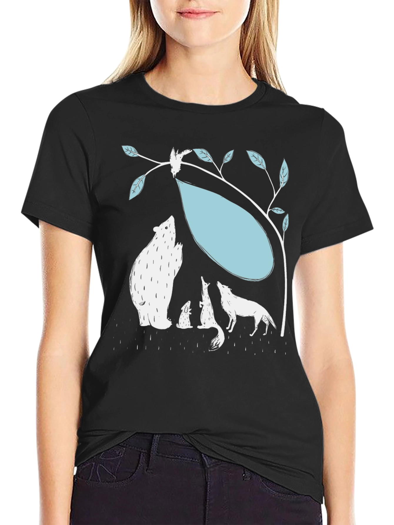 Black T-Shirt with Animal Graphic