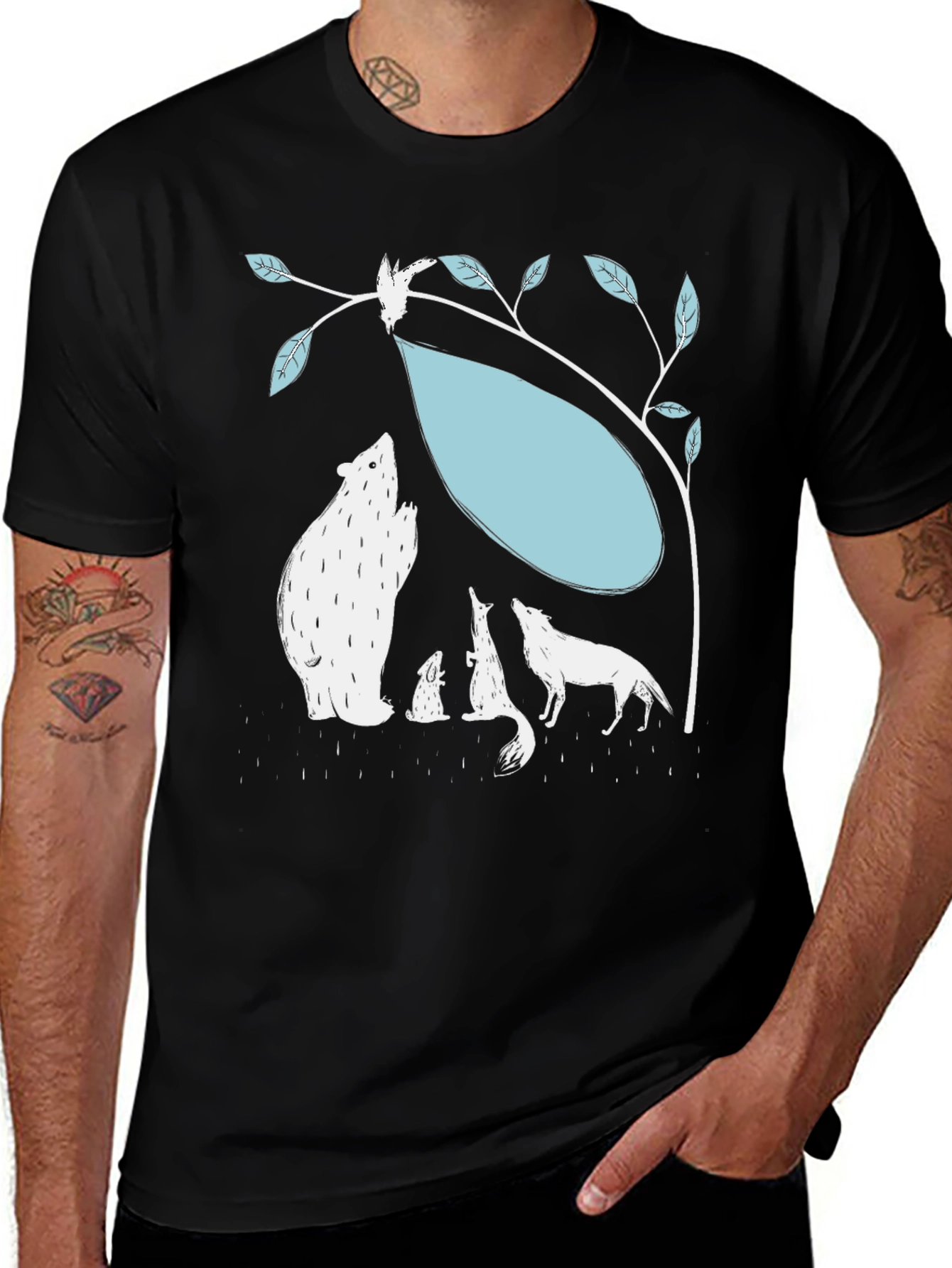 Black T-Shirt with Animal Graphic