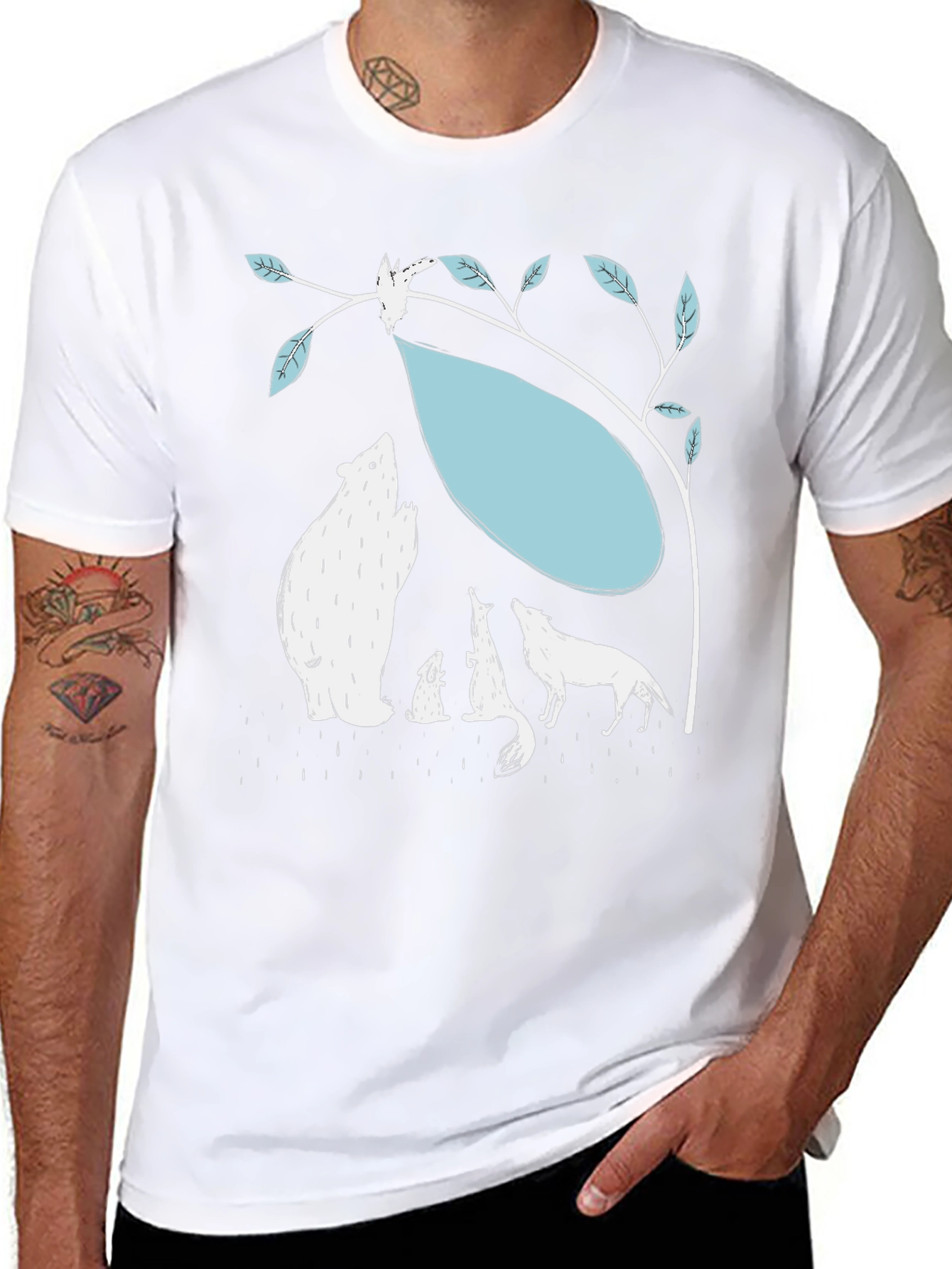 Black T-Shirt with Animal Graphic