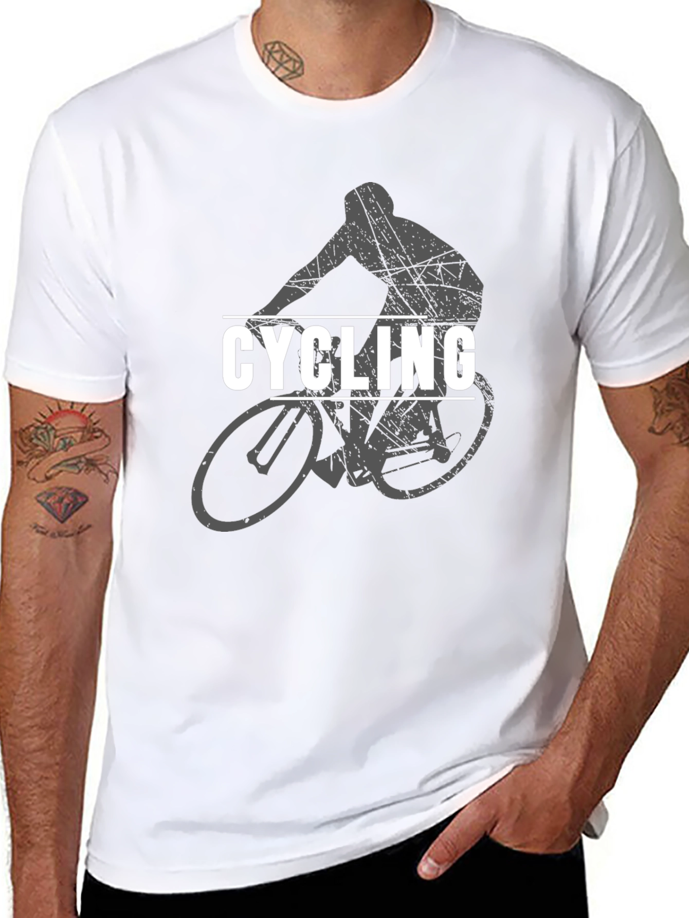 Cycling Graphic T-Shirt - Black Cotton Blend Tee