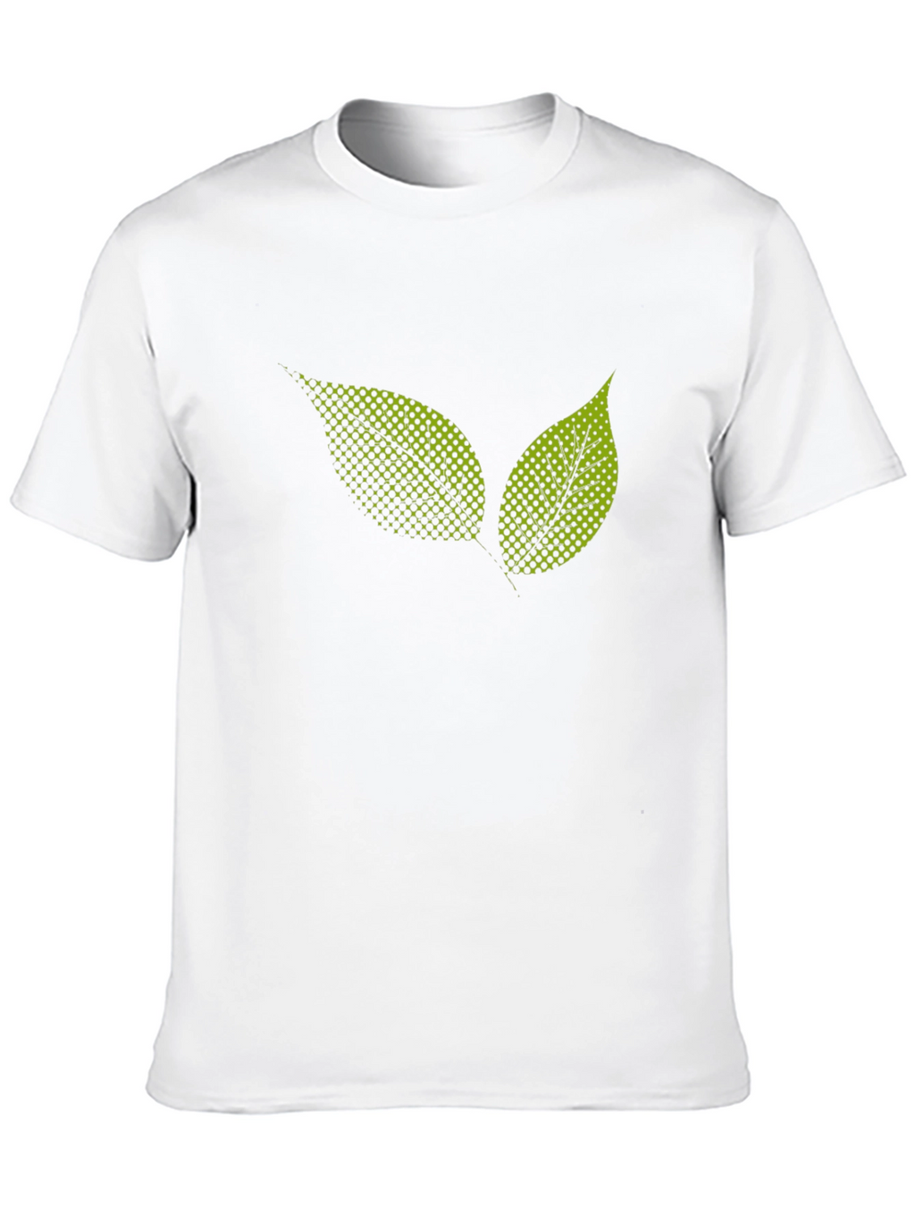 Black T-Shirt with Green Leaf Graphic Print