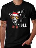 Festive Giraffe Tee: Ho Ho Ho Yall Shirt