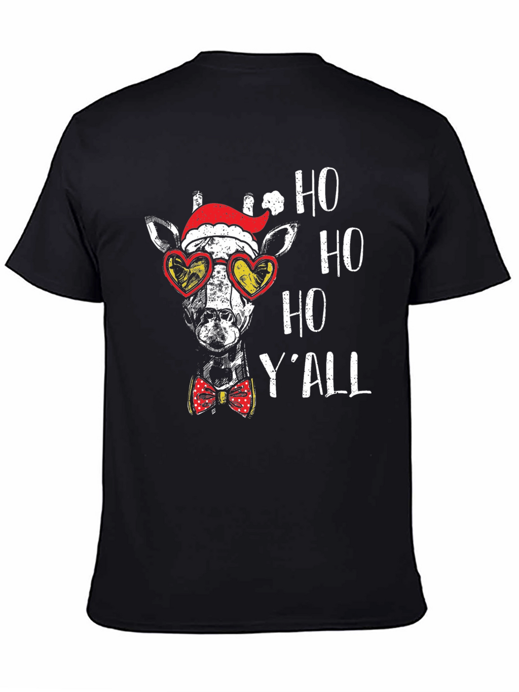 Festive Giraffe Tee: Ho Ho Ho Yall Shirt