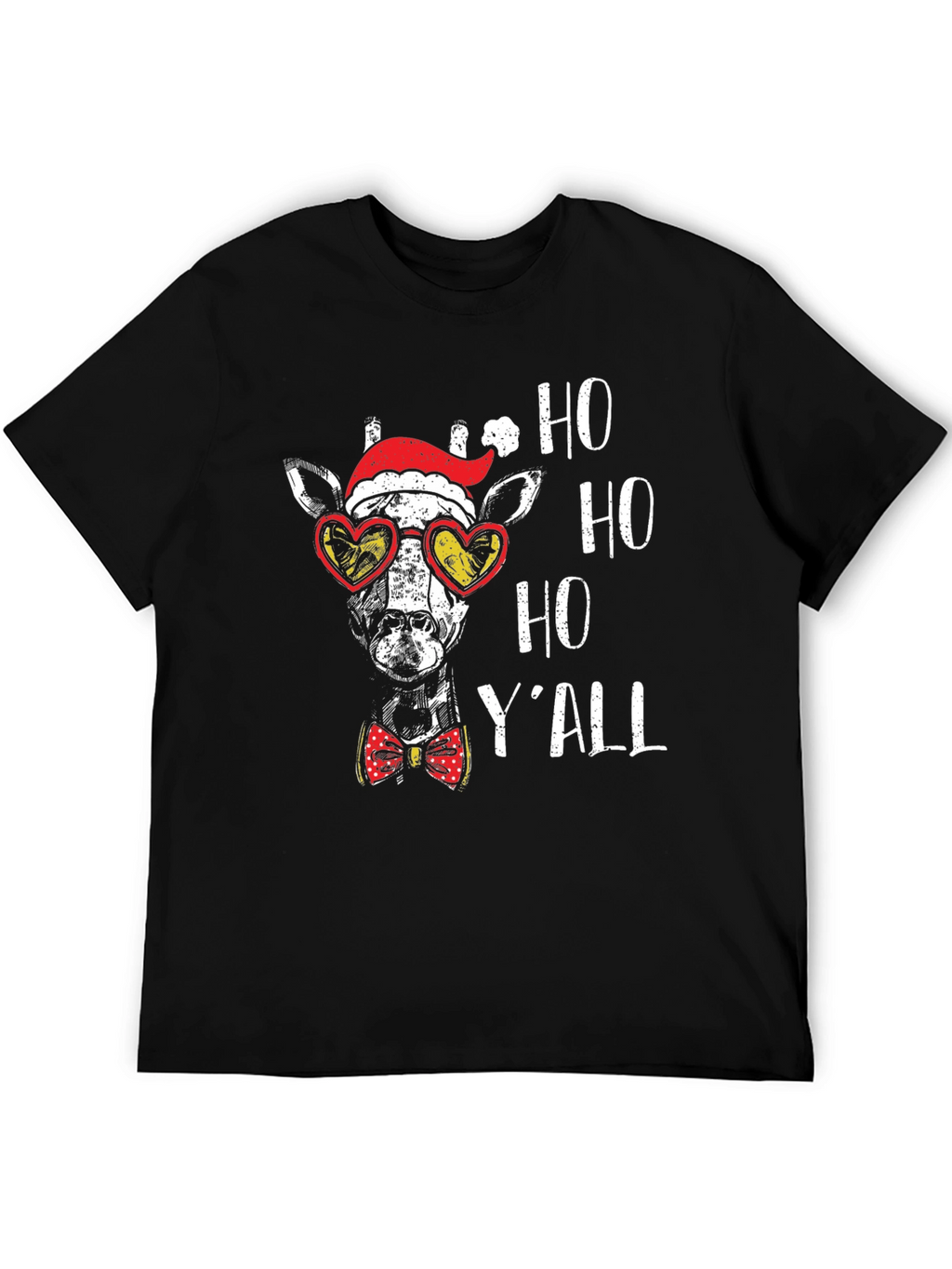 Festive Giraffe Tee: Ho Ho Ho Yall Shirt