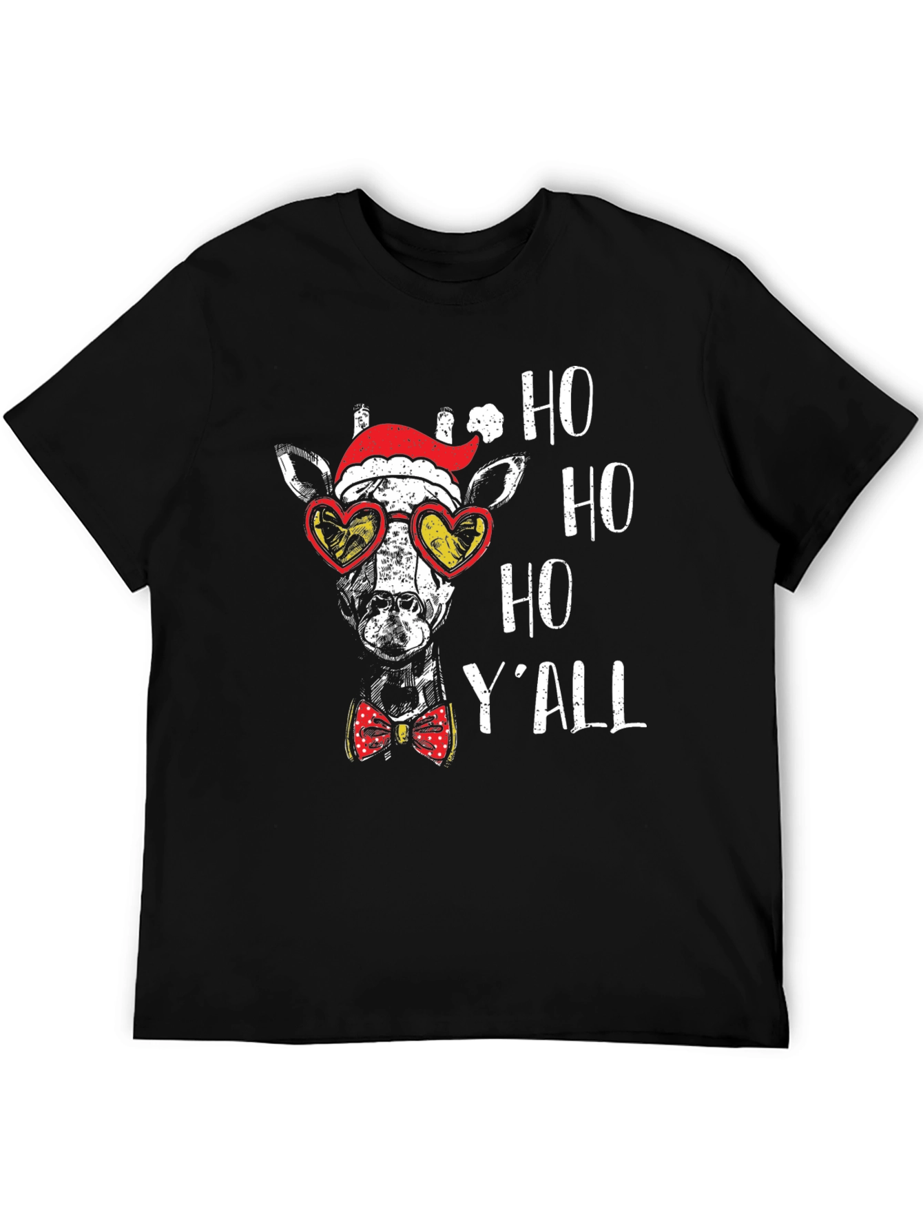 Festive Giraffe Tee: Ho Ho Ho Yall Shirt
