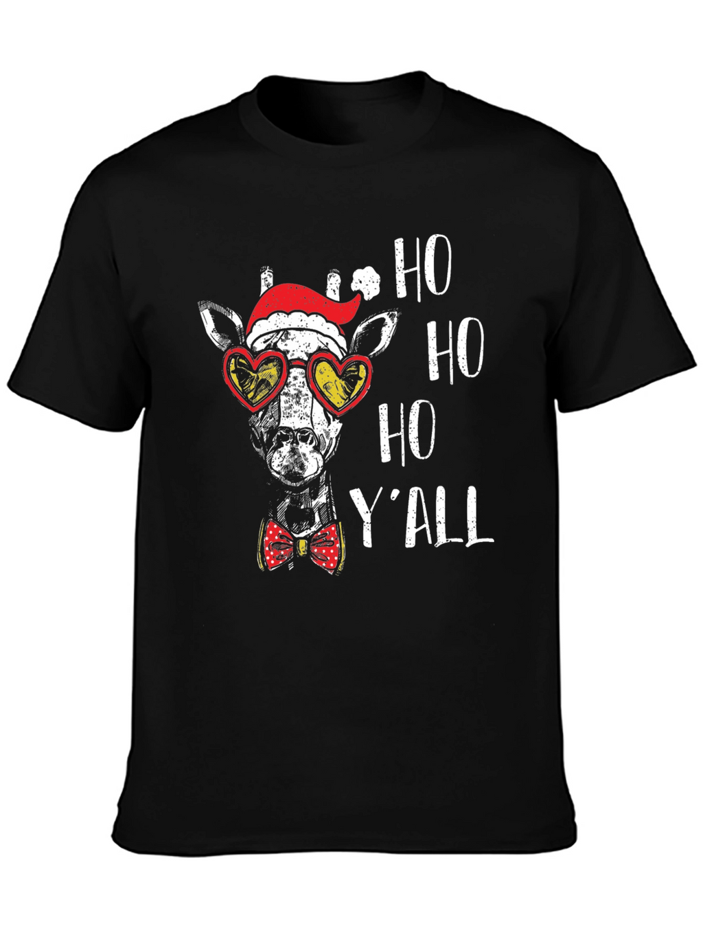 Festive Giraffe Tee: Ho Ho Ho Yall Shirt