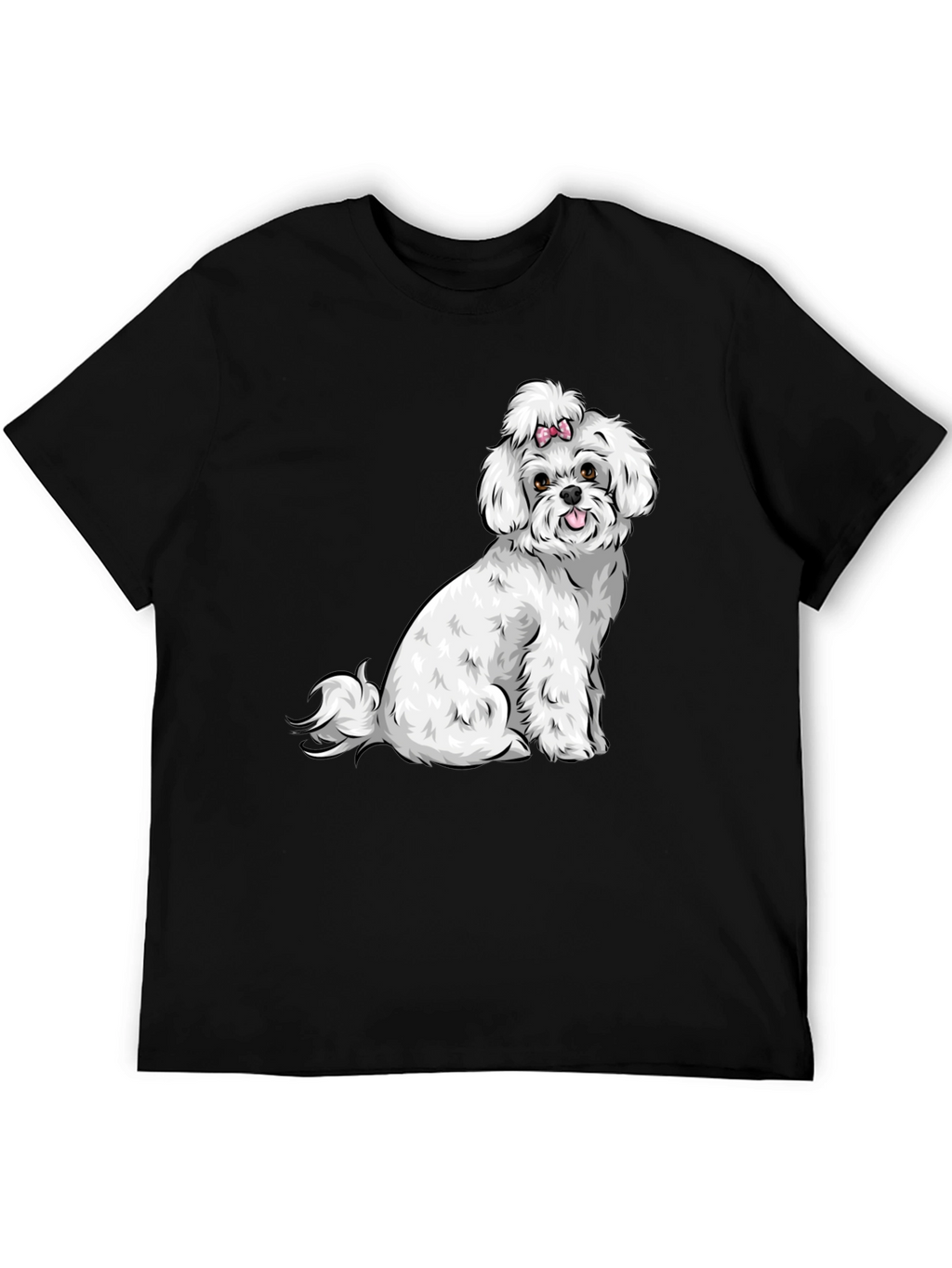 Cute Dog Graphic Tee - Black Cotton T-Shirt