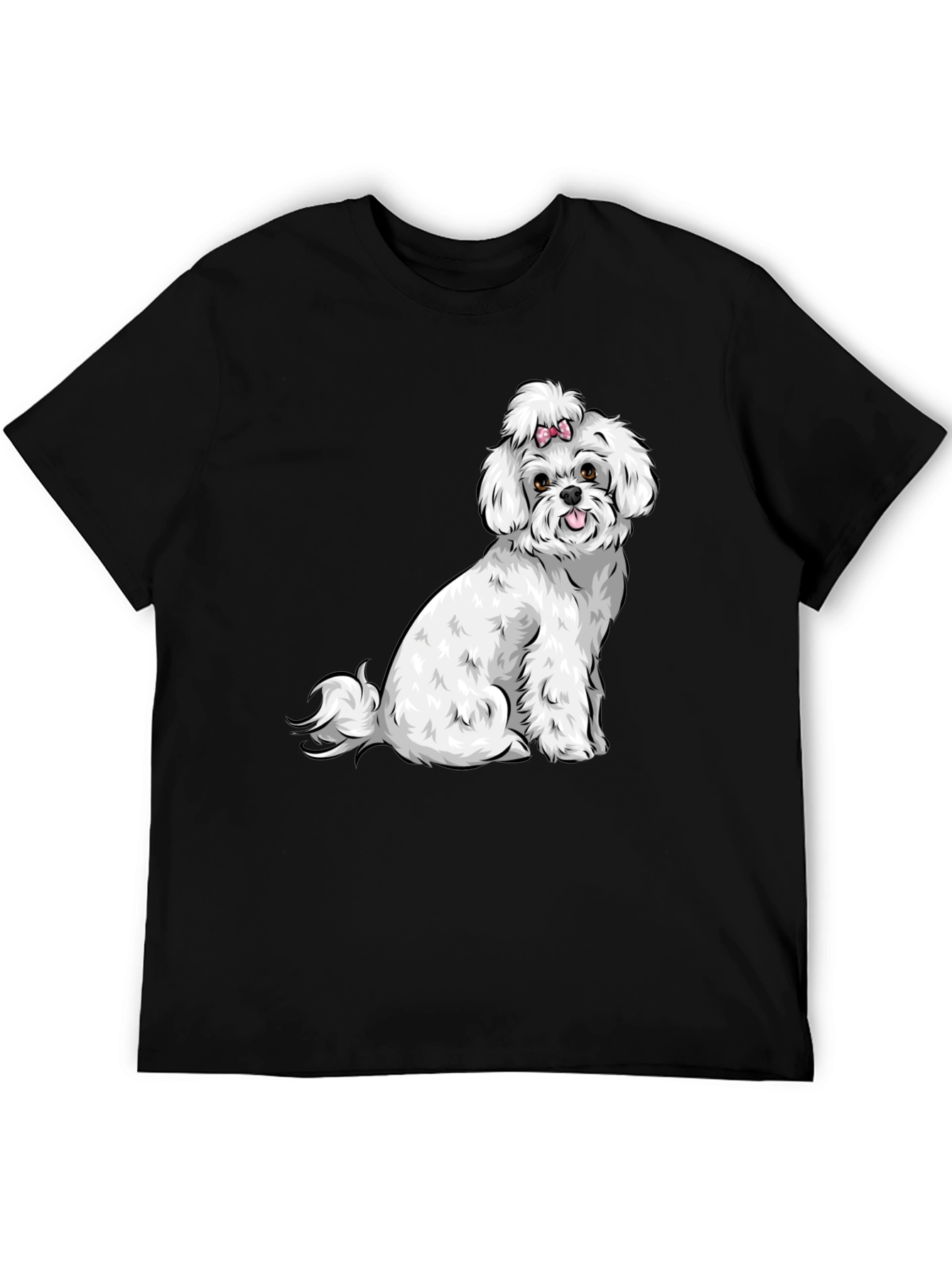 Cute Dog Graphic Tee - Black Cotton T-Shirt