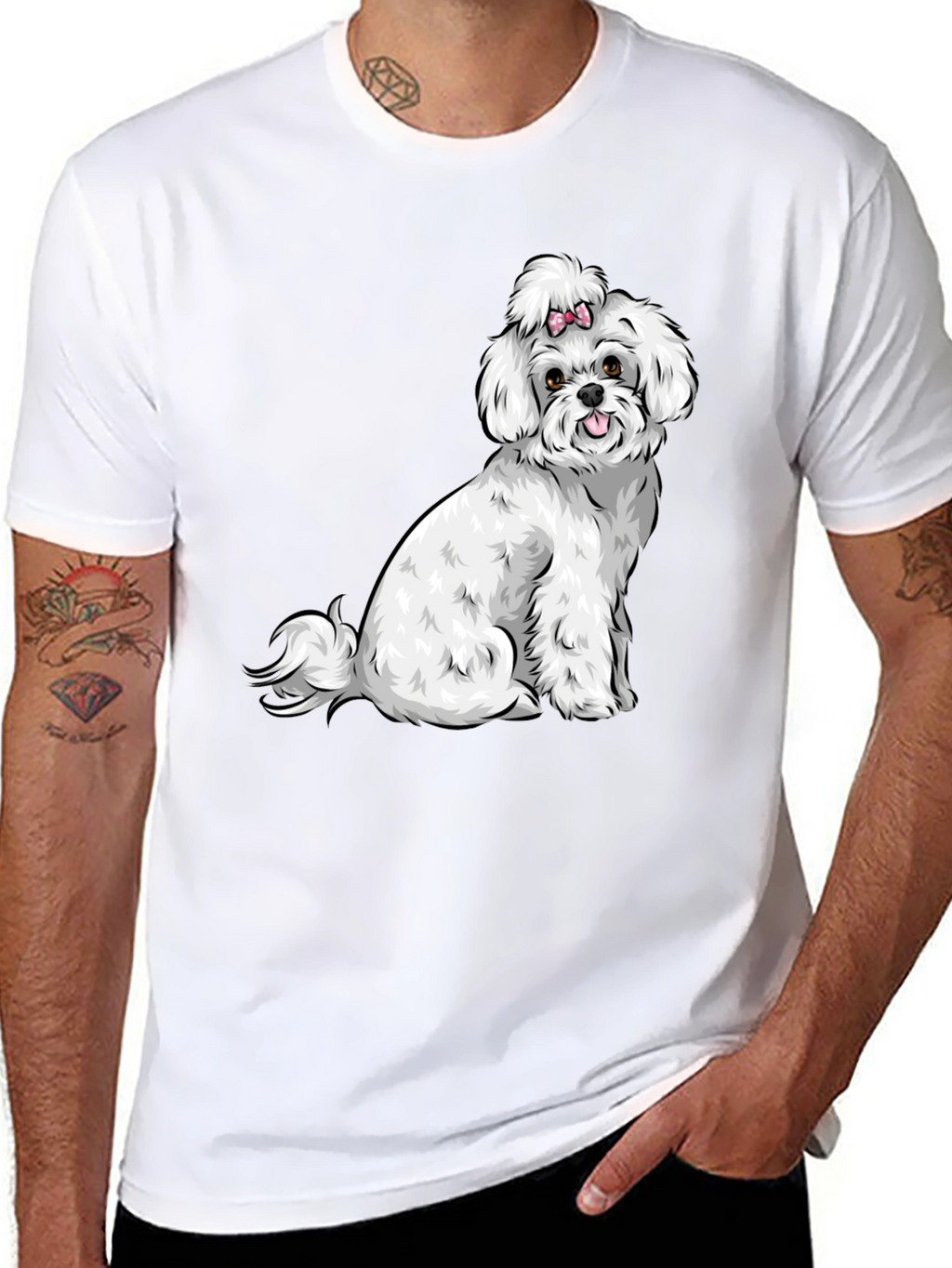 Cute Dog Graphic Tee - Black Cotton T-Shirt