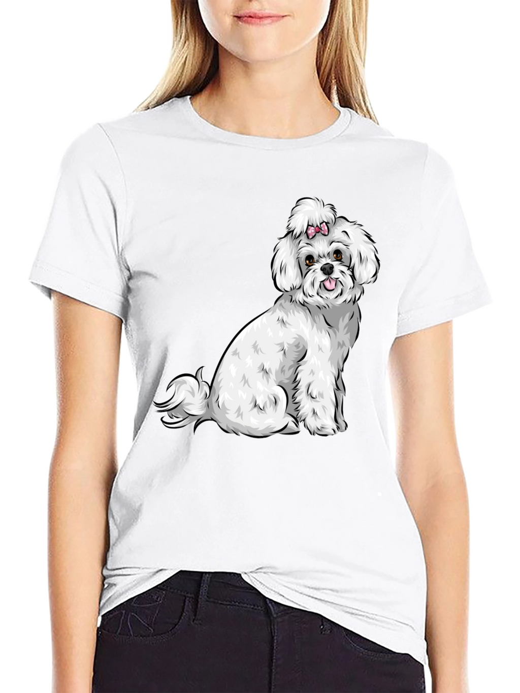 Cute Dog Graphic Tee - Black Cotton T-Shirt