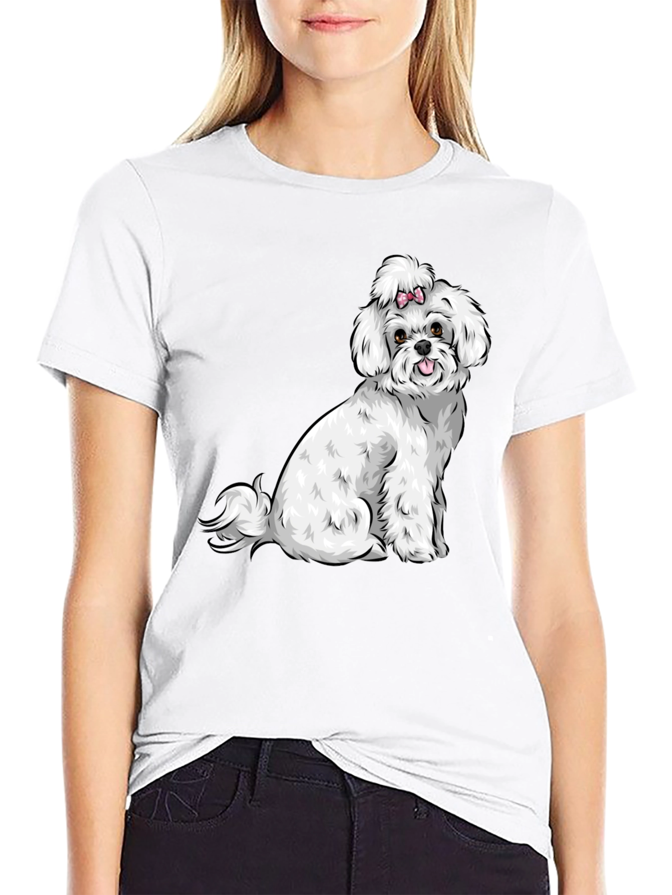 Cute Dog Graphic Tee - Black Cotton T-Shirt