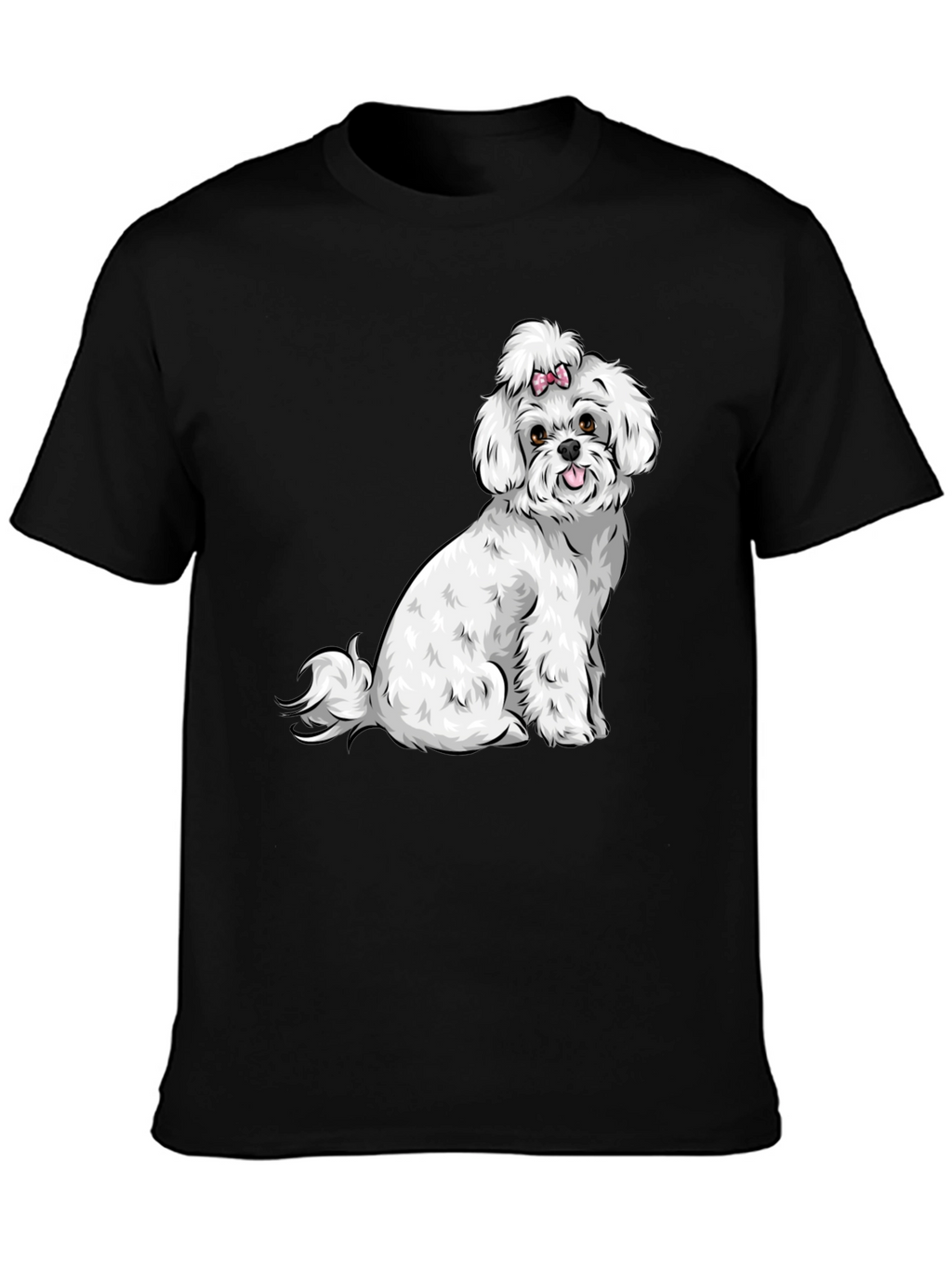Cute Dog Graphic Tee - Black Cotton T-Shirt