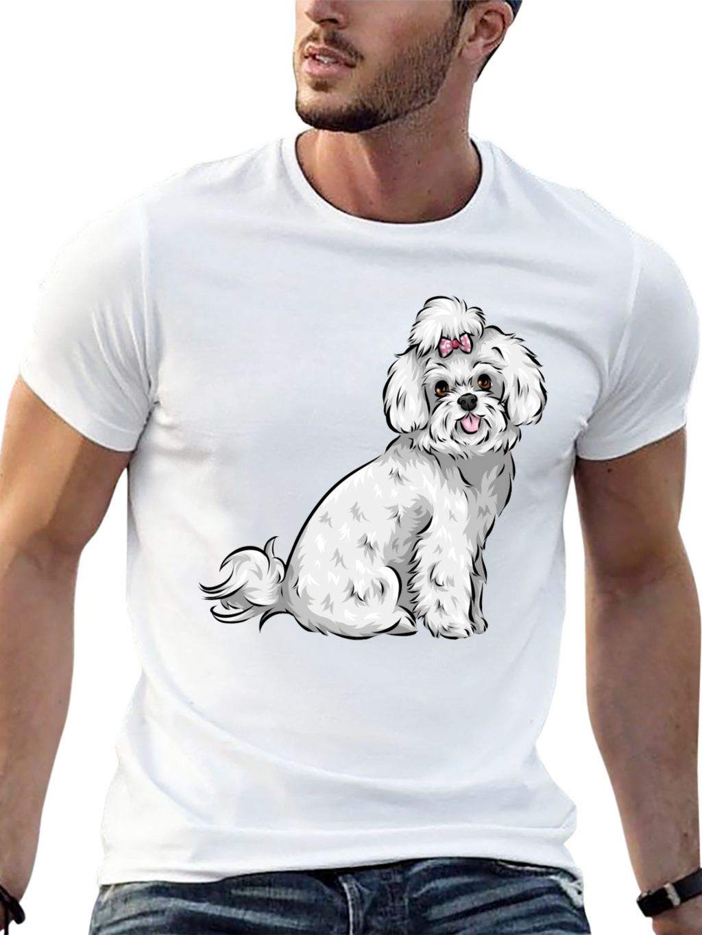 Cute Dog Graphic Tee - Black Cotton T-Shirt